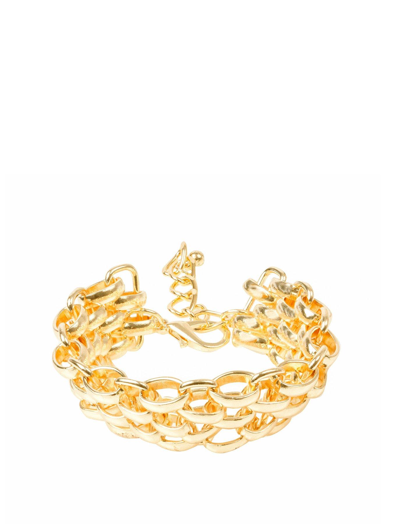 Product photograph of The Love Silver Collection Gold Colour Large Chain Bracelet from very.co.uk