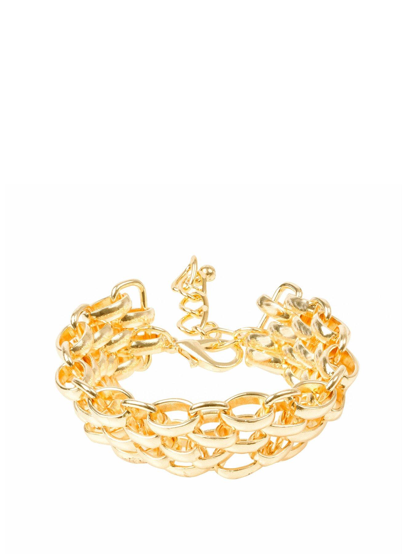 Product photograph of The Love Collection Gold Colour Large Chain Bracelet from very.co.uk
