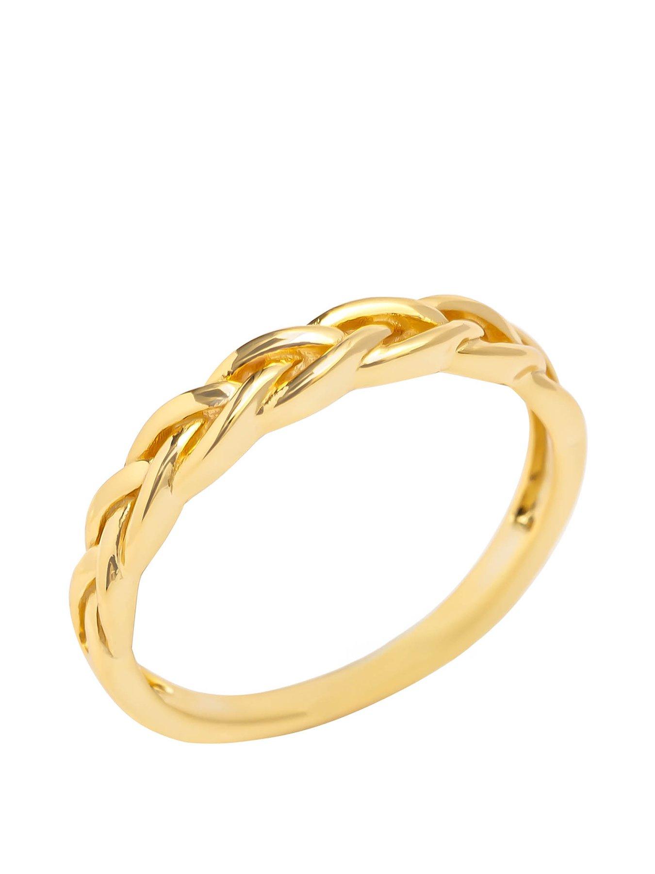 Product photograph of The Love Silver Collection 18ct Gold Plated Dainty Rope Stacking Ring from very.co.uk