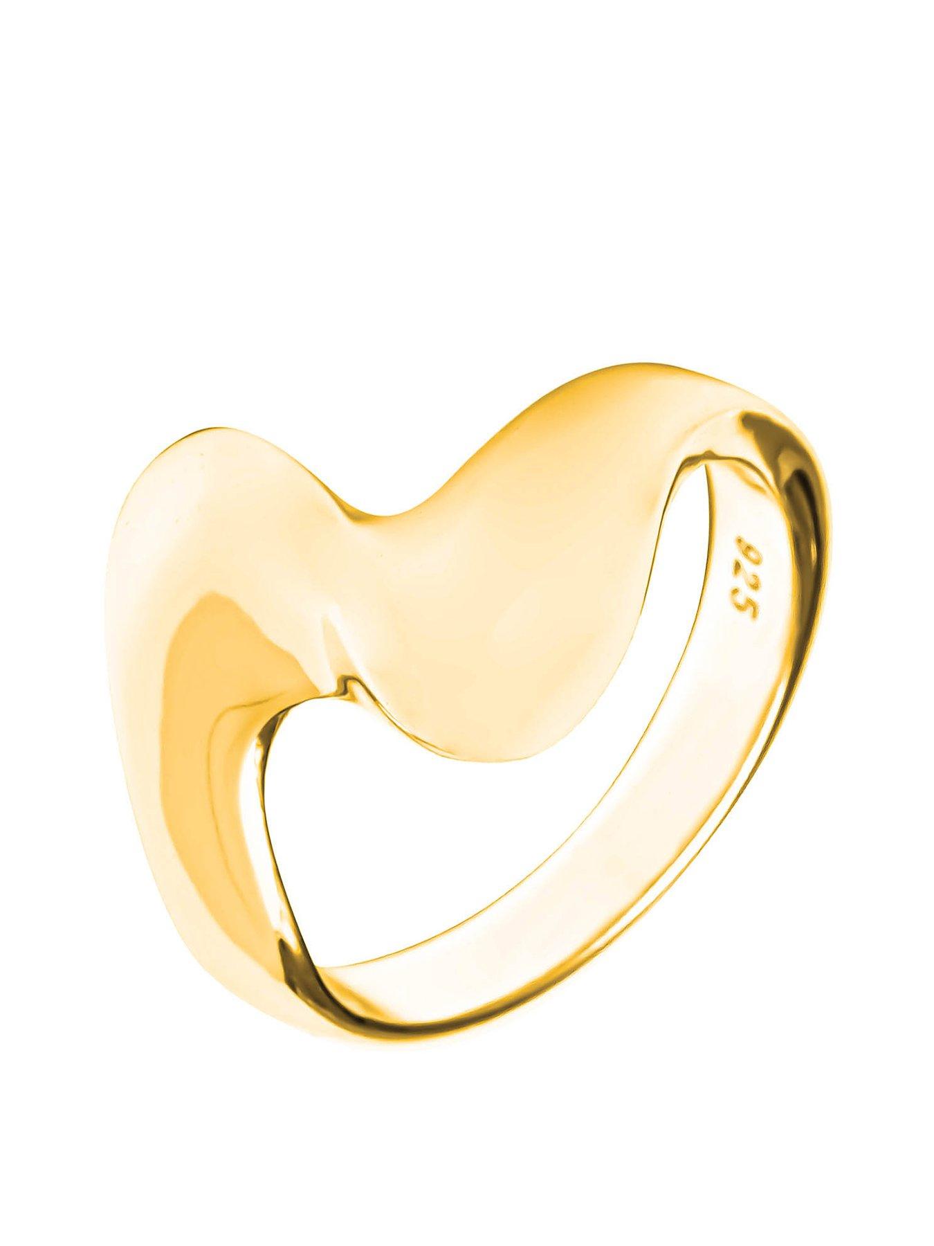 Product photograph of The Love Silver Collection 18ct Gold Plated Large Curve Ring from very.co.uk