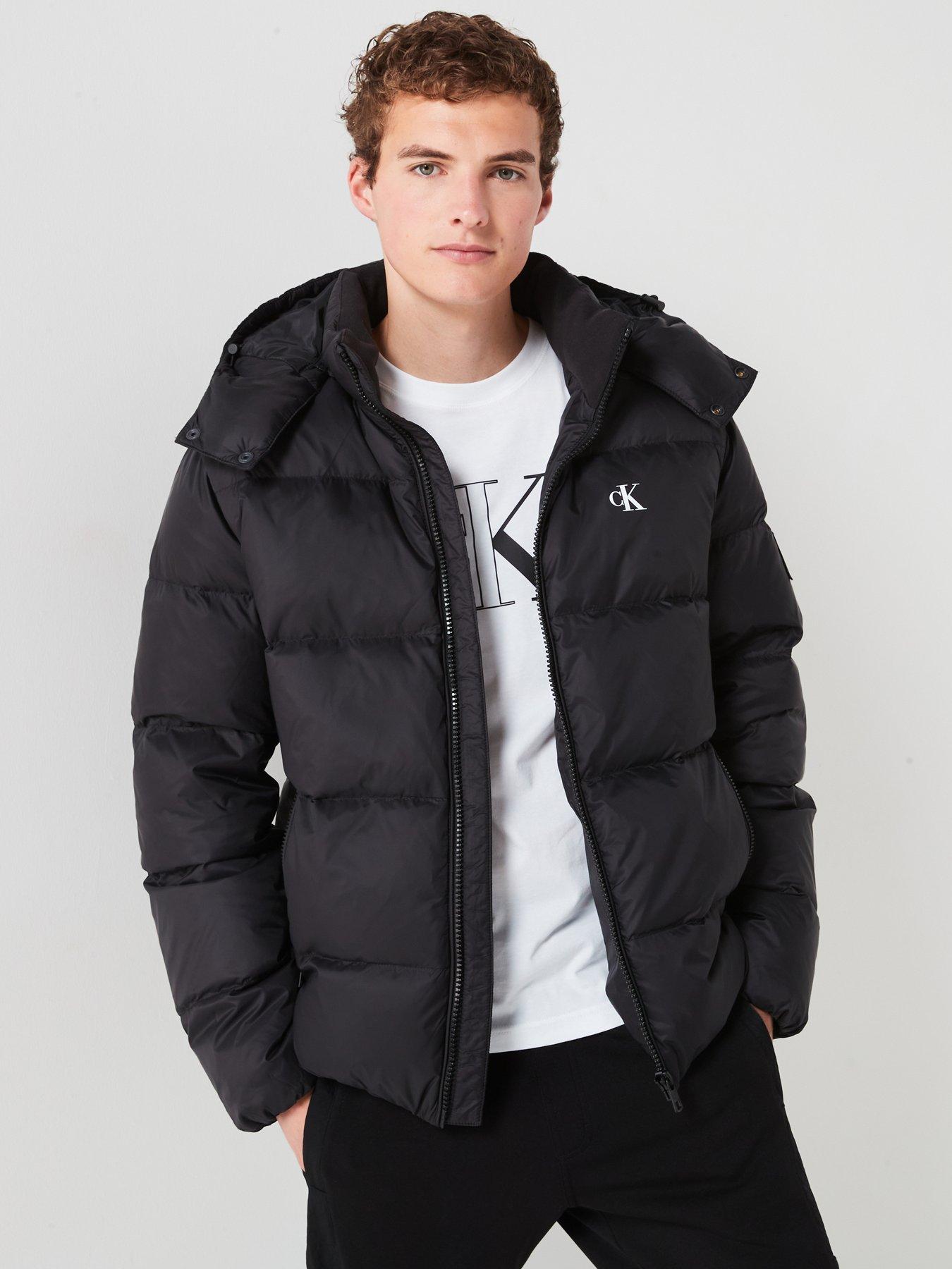 Calvin Klein Jeans Essentials Hooded Down Jacket - Black, Black, Size L, Men