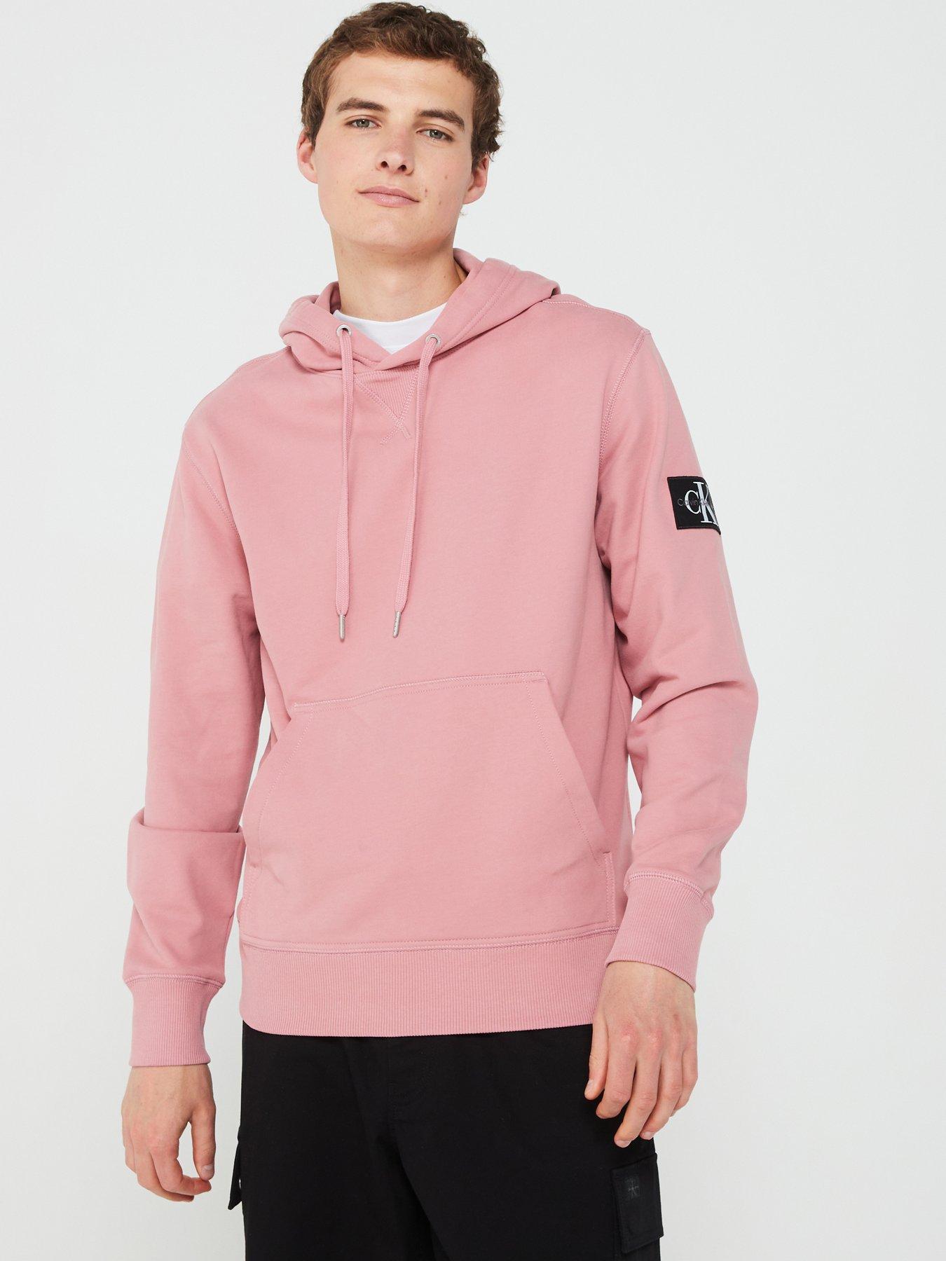 undefined Badge Sleeve Overhead Hoodie - Pink