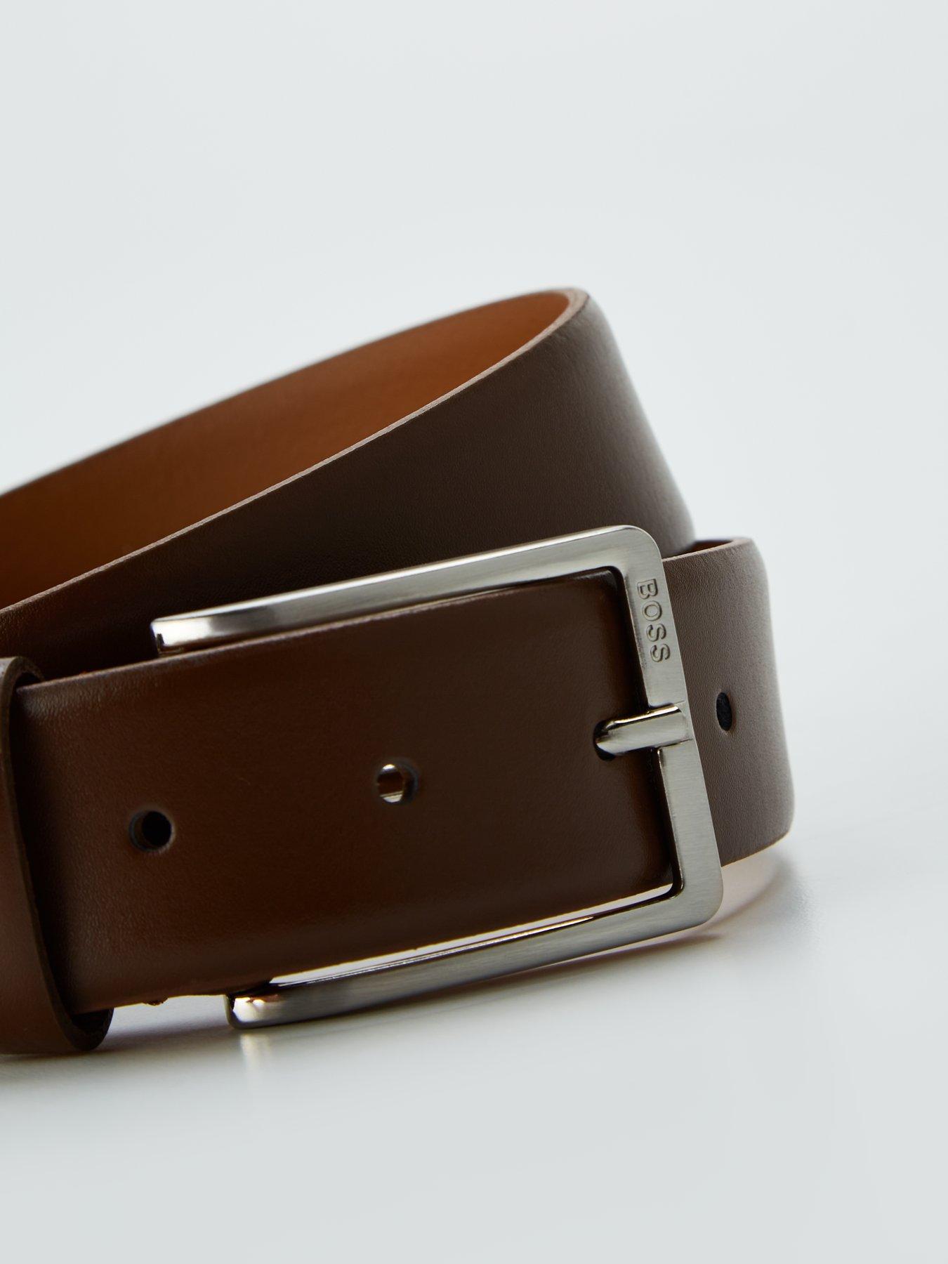 BOSS leren heren riem, navy blauw