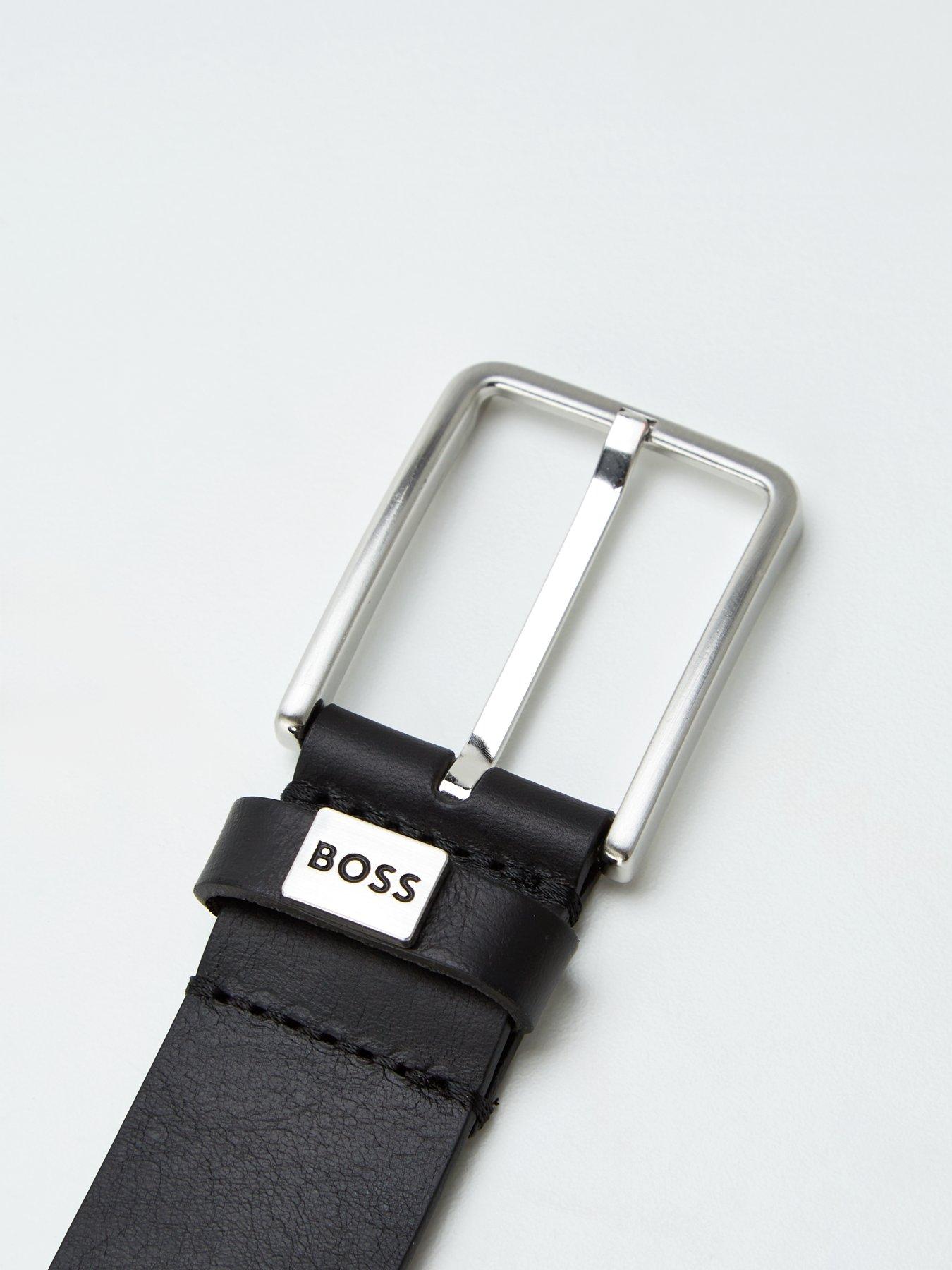Image 3 of 4 of BOSS Elio 3.5Cm Small Logo Leather Belt - Black