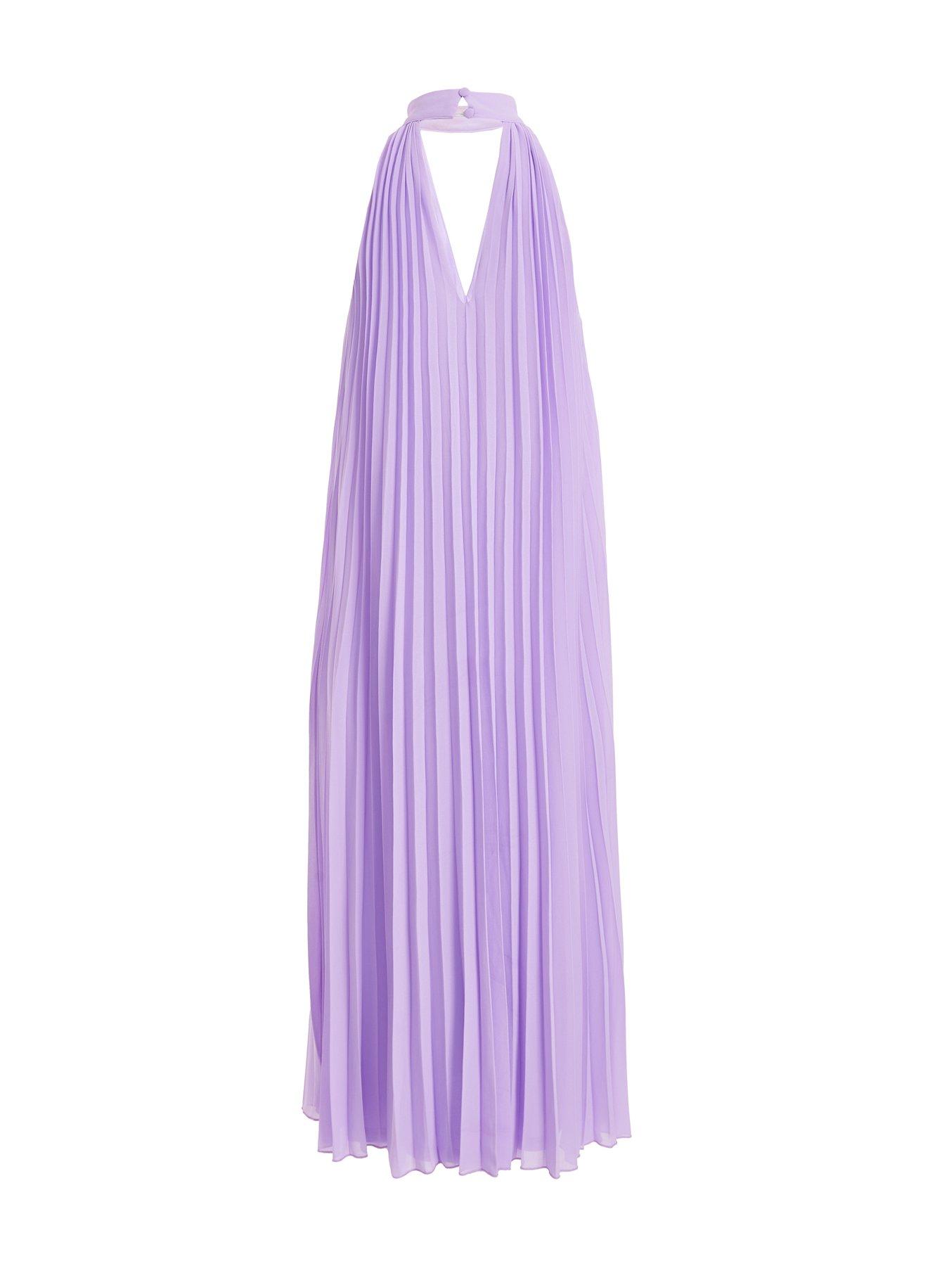 Quiz Lilac Chiffon Pleated High Neck Midi Dress Very