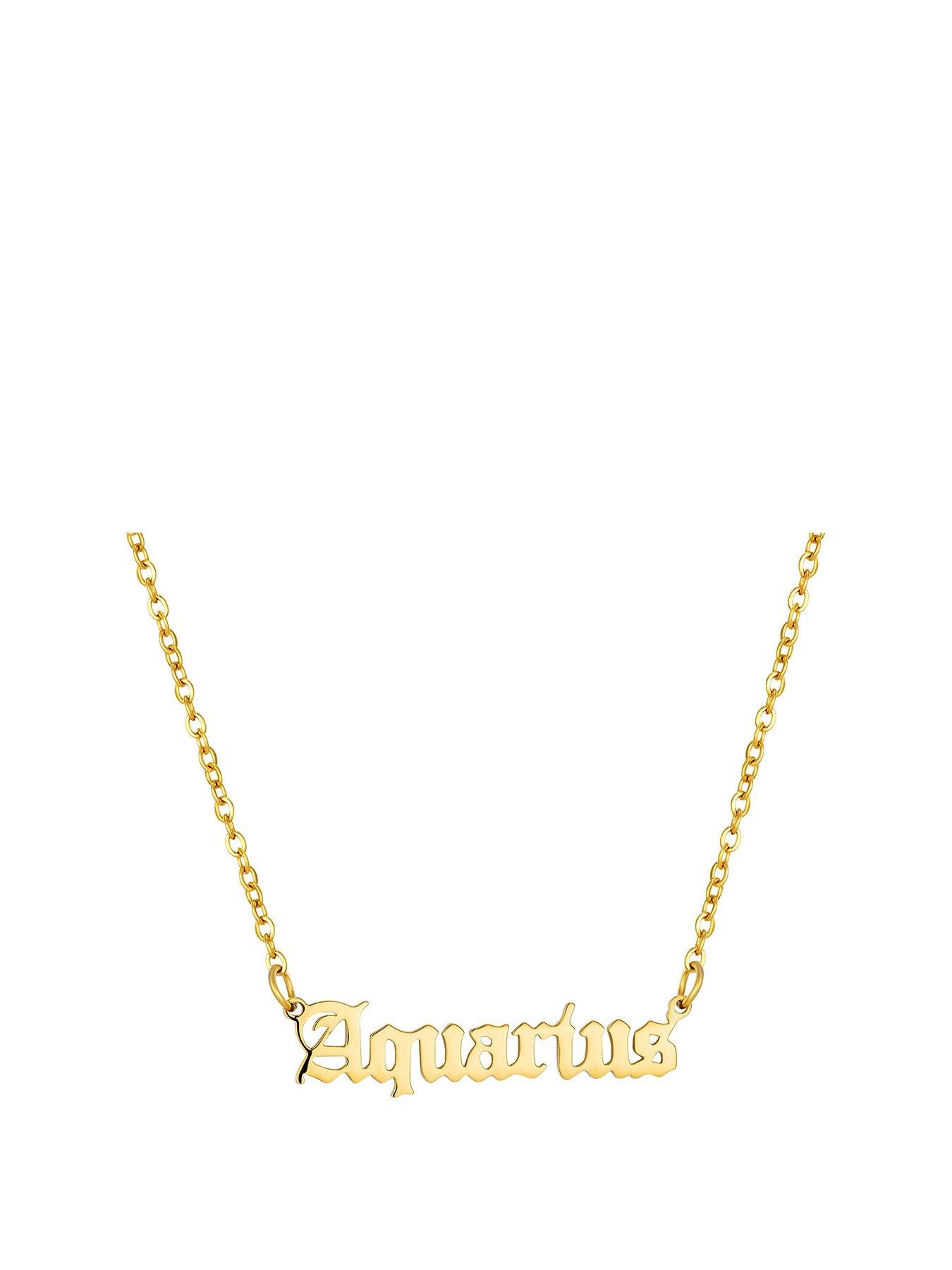 undefined Zodiac Necklce in Gothic Font Gold Plated