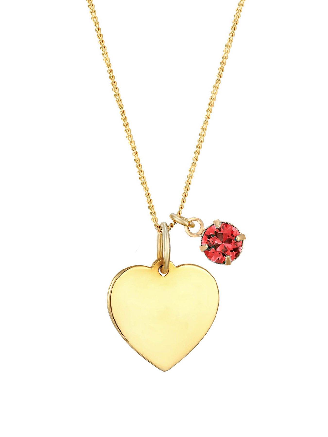 undefined 18ct Gold Plated Sterling silver personalised heart pendant with birthstone charm