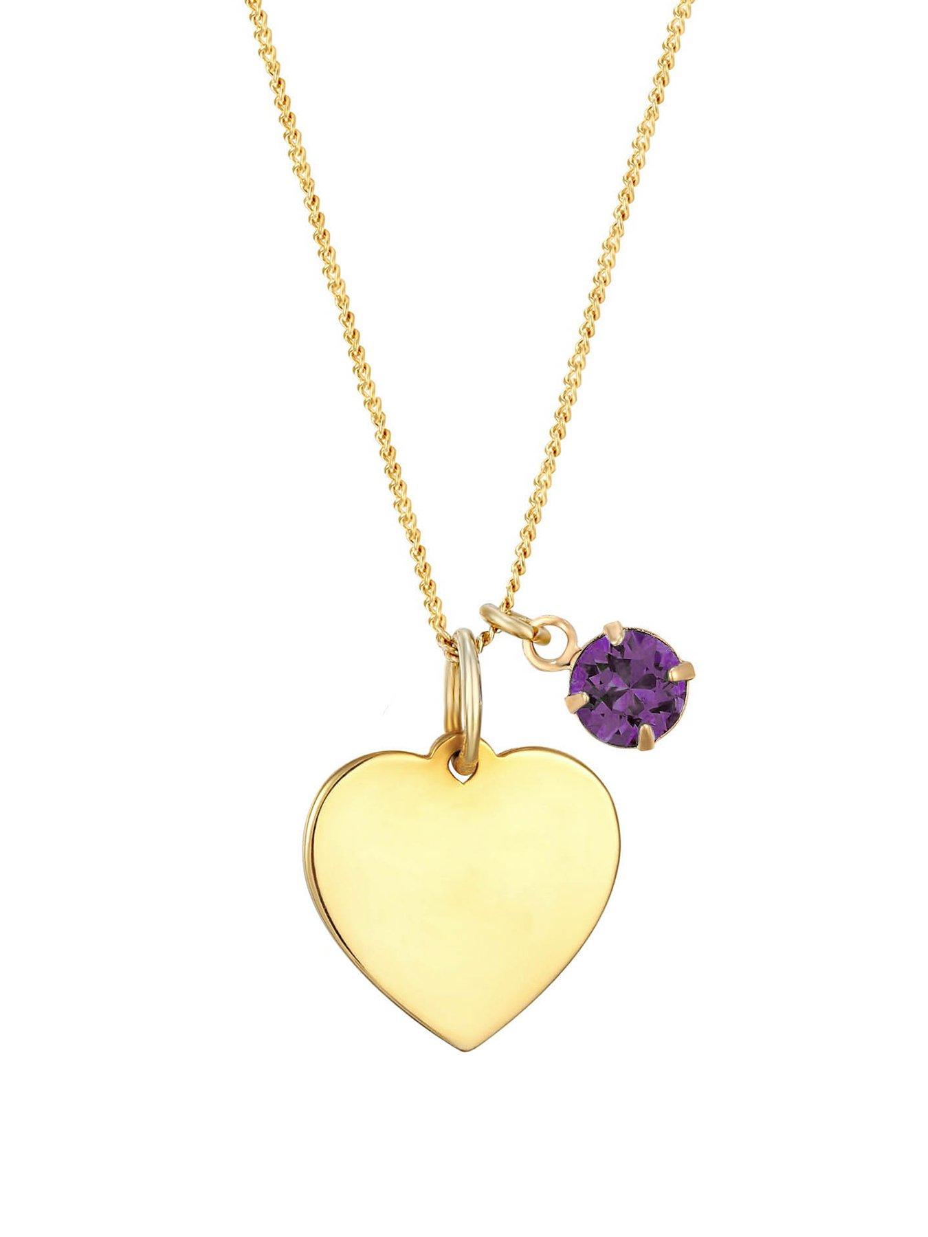 undefined 18ct Gold Plated Sterling silver personalised heart pendant with birthstone charm