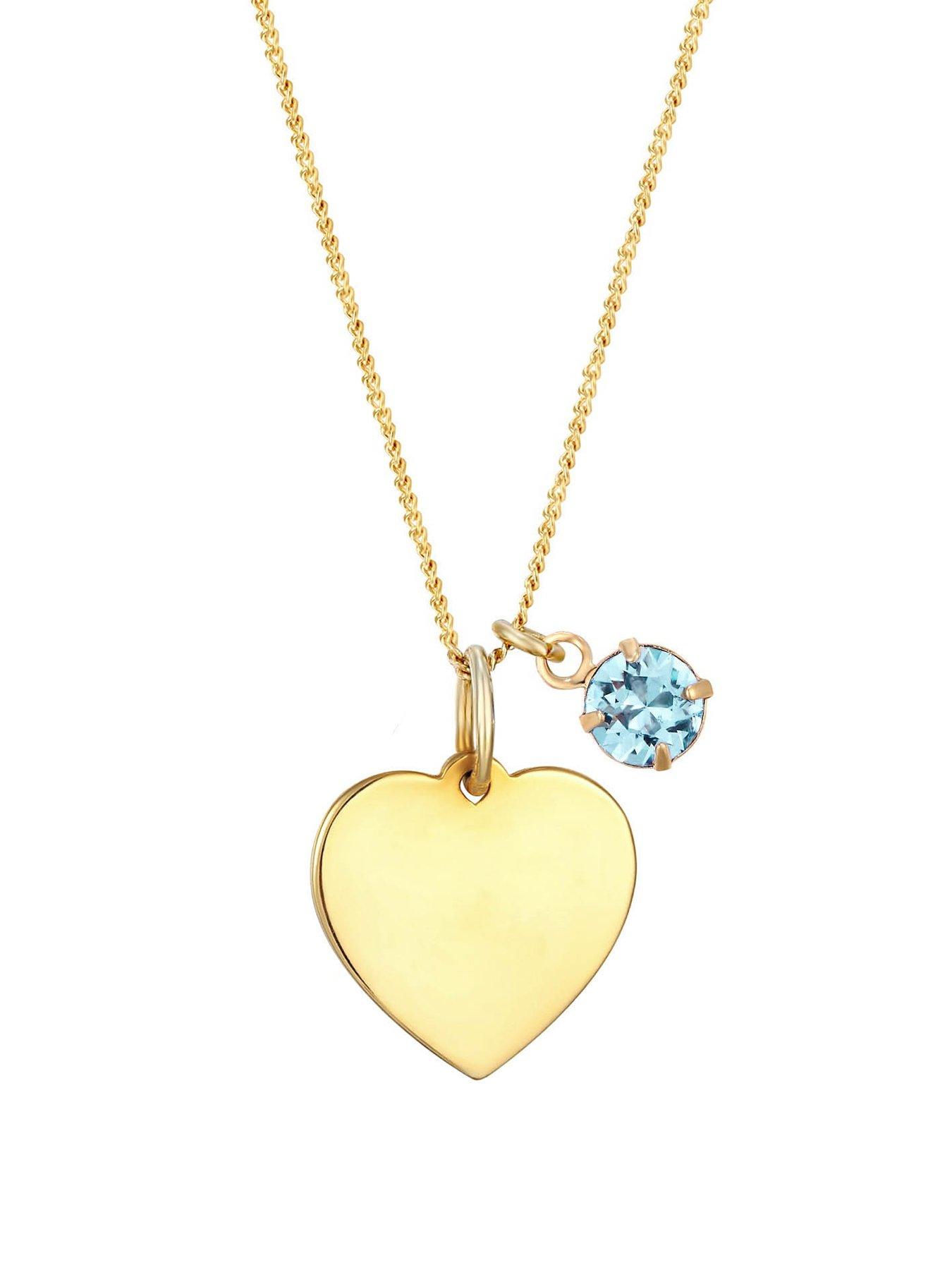 The Love Collection 18ct Gold Plated Sterling silver personalised heart pendant with birthstone charm