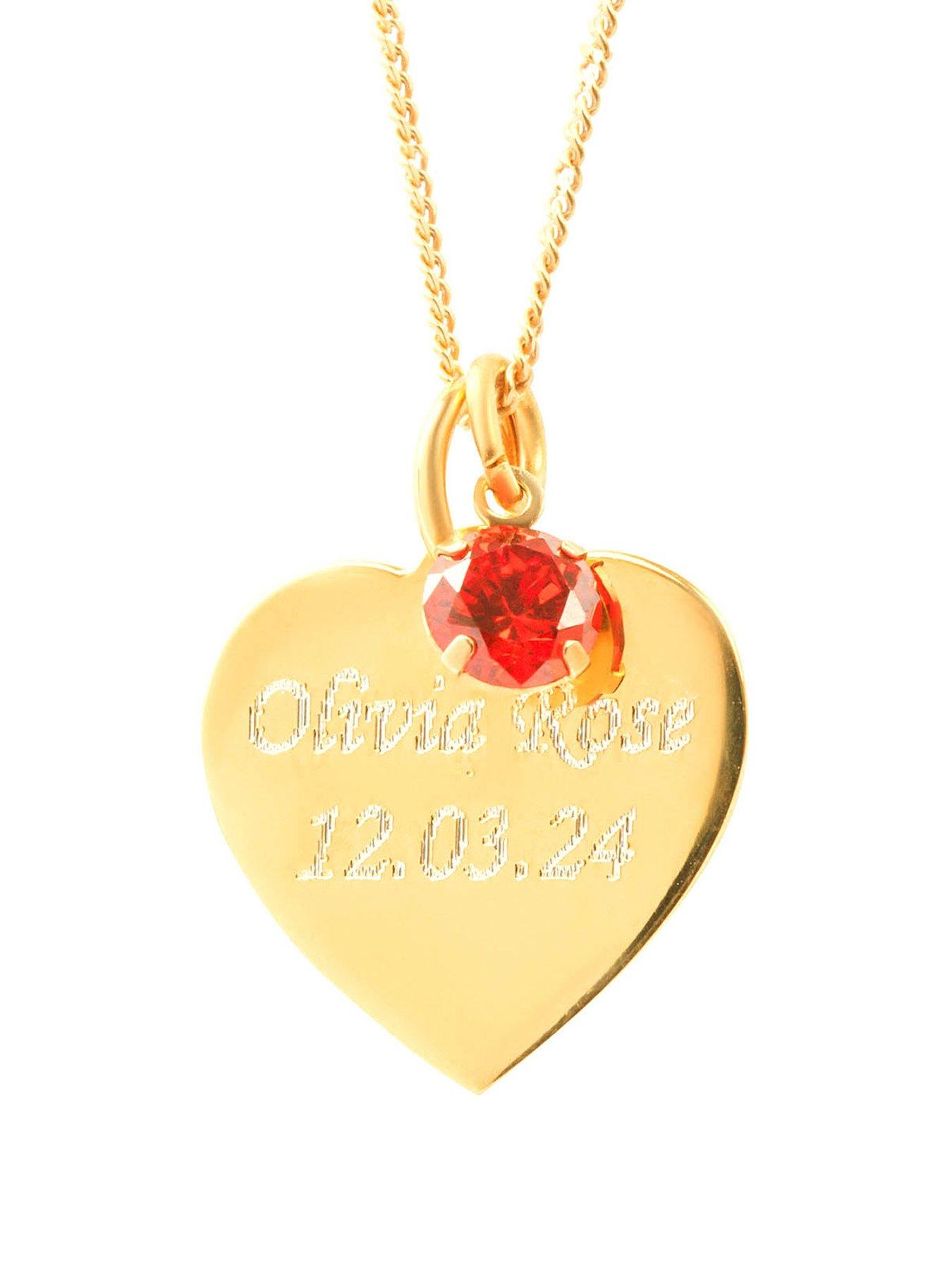 Product photograph of The Love Silver Collection 18ct Gold Plated Sterling Silver Personalised Heart Pendant With Birthstone Charm from very.co.uk