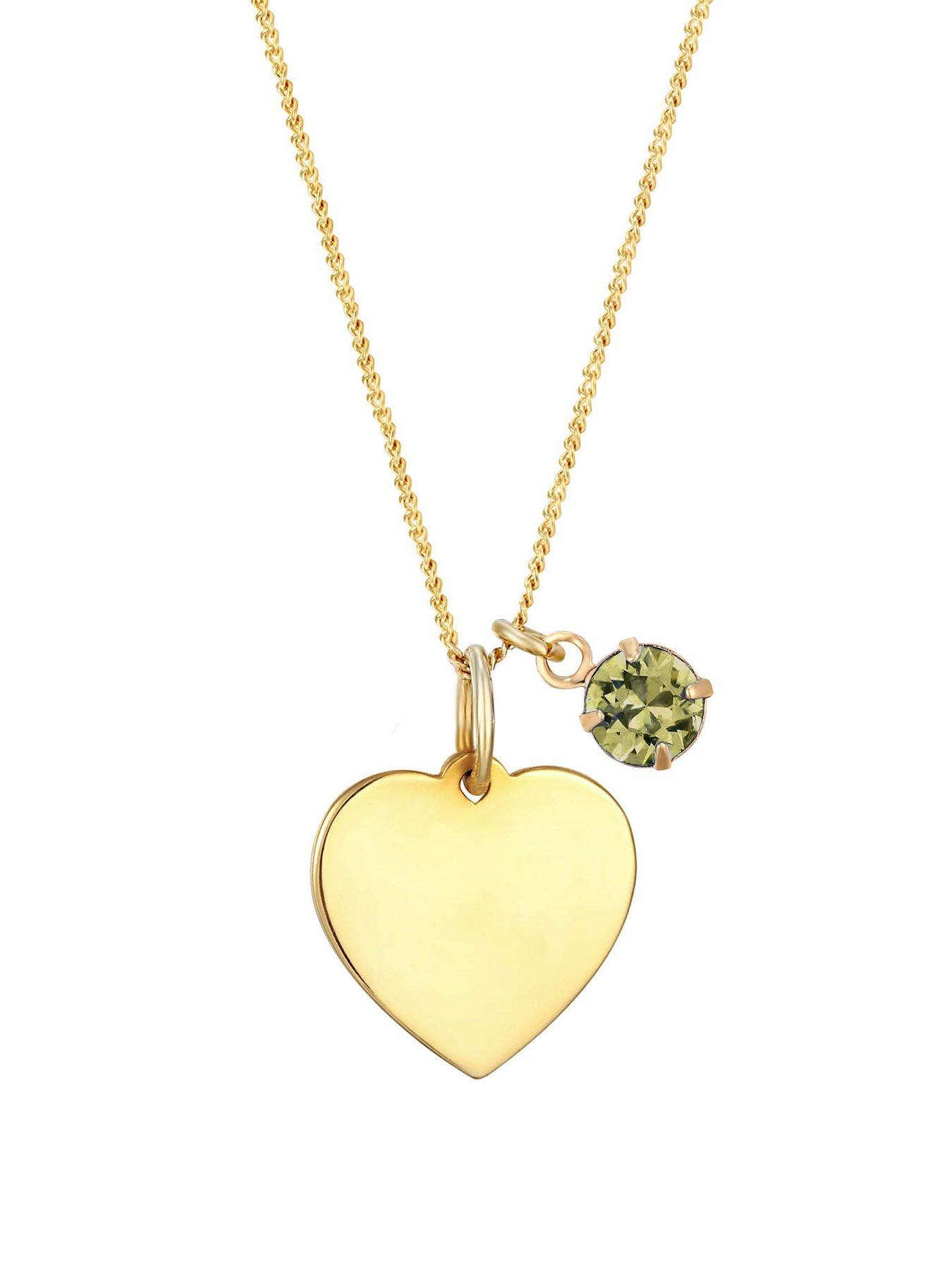 The Love Collection 18ct Gold Plated Sterling silver personalised heart pendant with birthstone charm