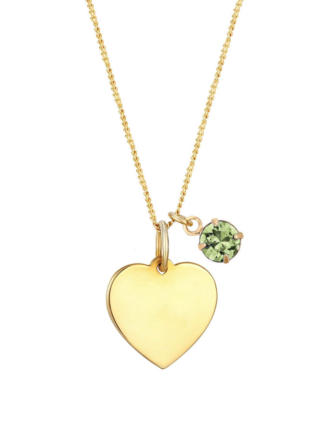 The Love Collection 18ct Gold Plated Sterling silver personalised heart pendant with birthstone charm