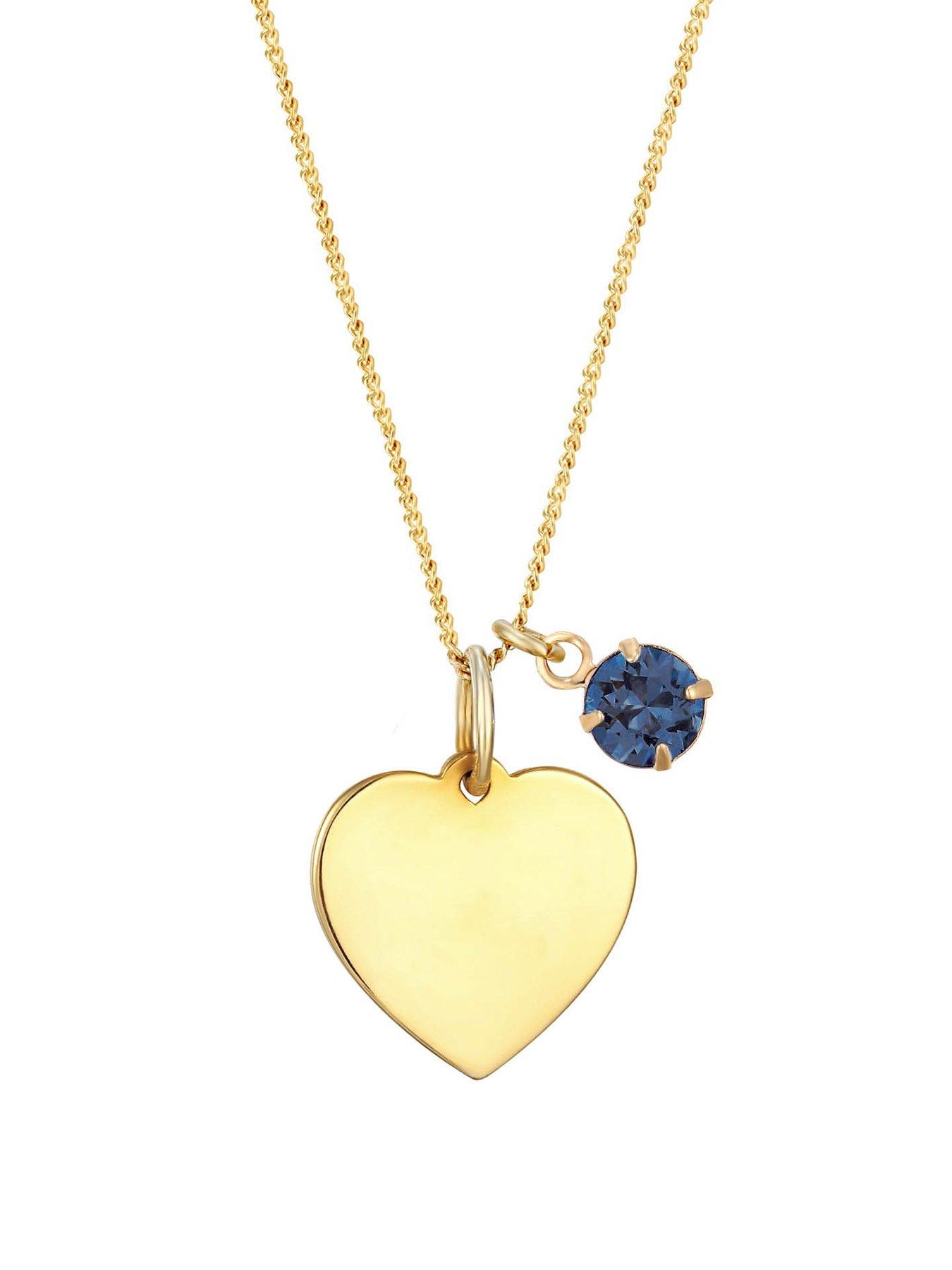 The Love Collection 18ct Gold Plated Sterling silver personalised heart pendant with birthstone charm
