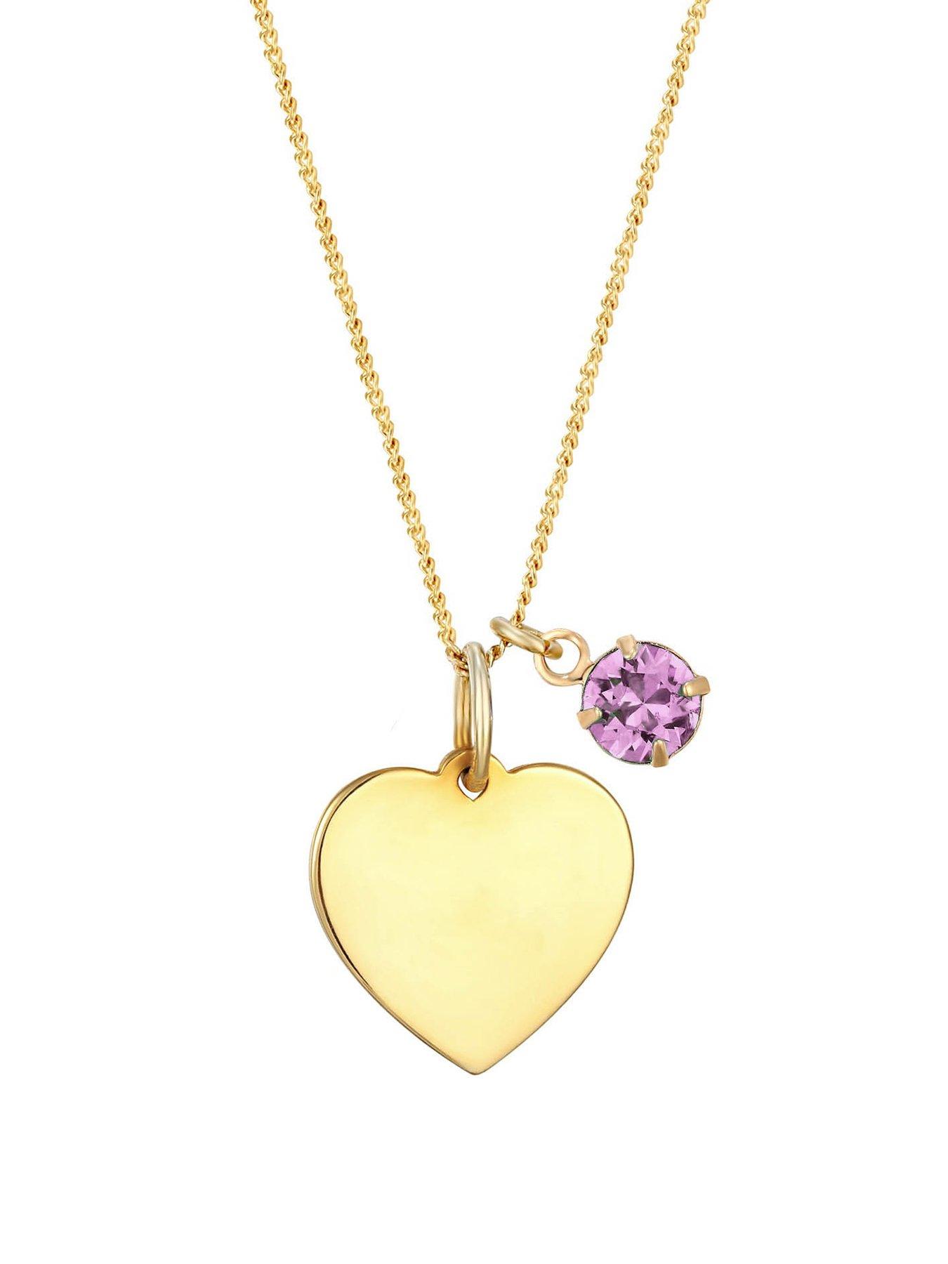 undefined 18ct Gold Plated Sterling silver personalised heart pendant with birthstone charm