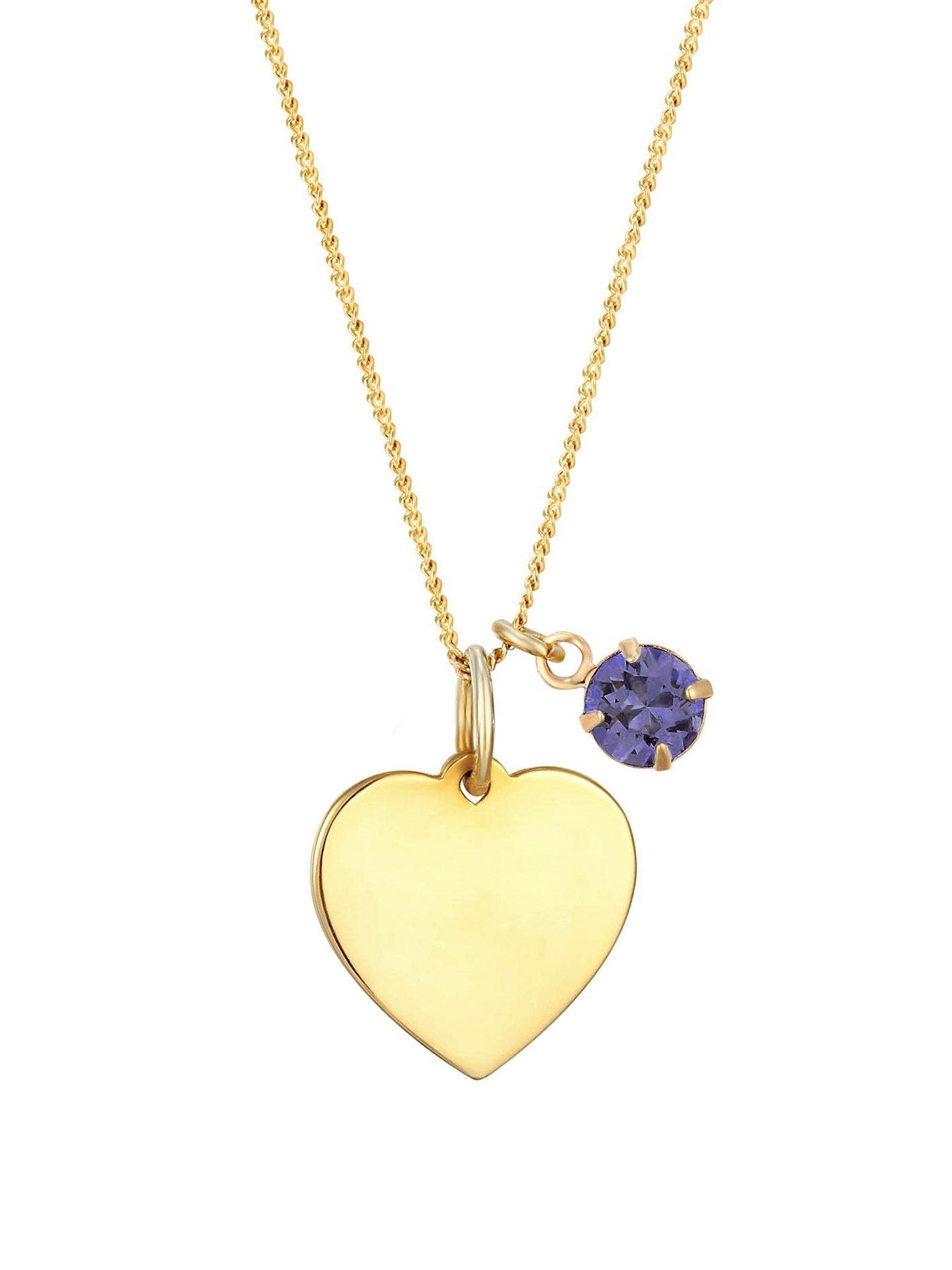 The Love Collection 18ct Gold Plated Sterling silver personalised heart pendant with birthstone charm