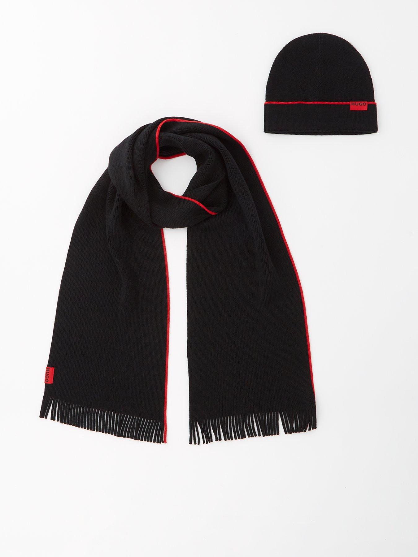 HUGO Zaschel Beanie Hat  &  Scarf Gift Set - Black
