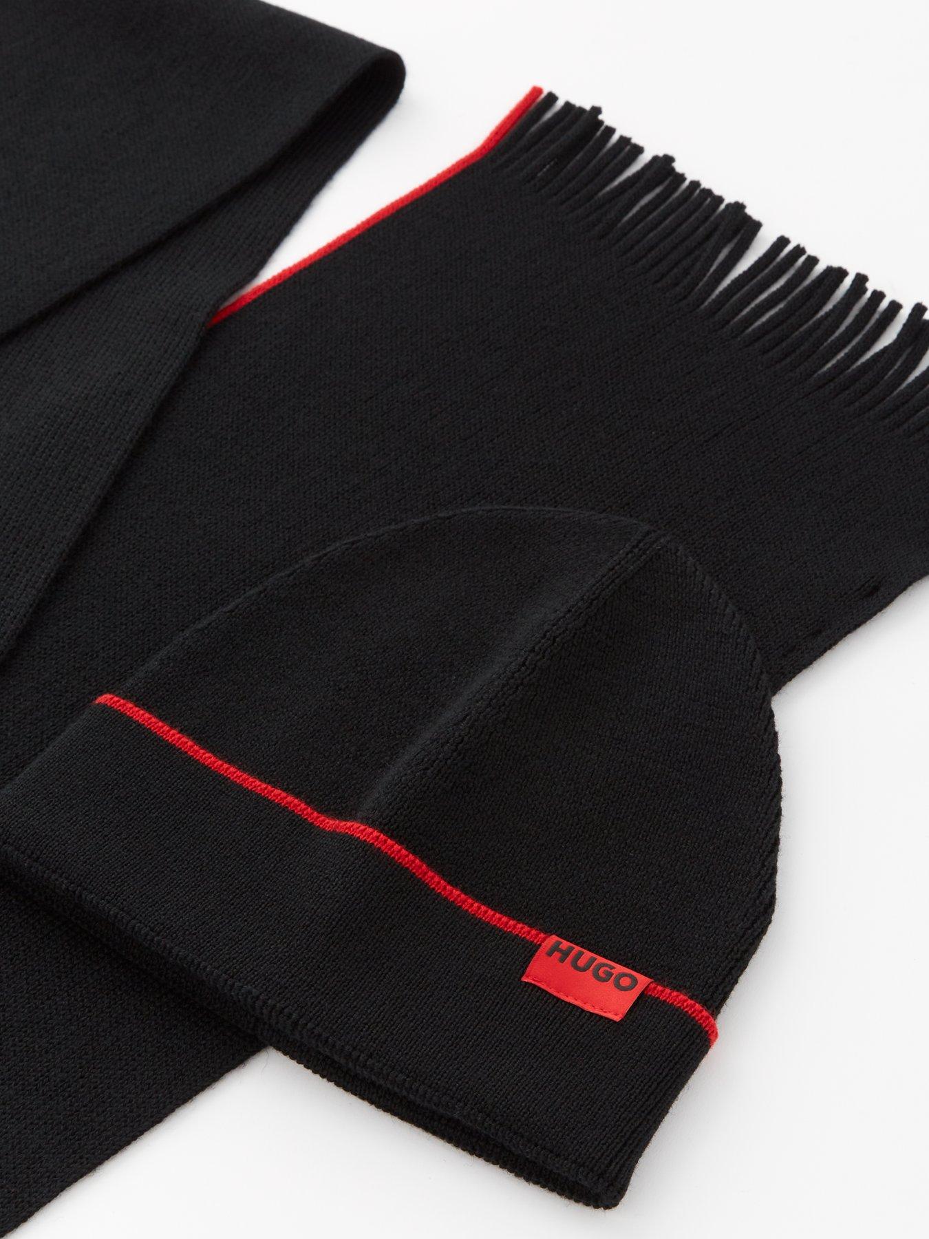 Image 3 of 4 of HUGO Zaschel Beanie Hat &amp; Scarf Gift Set - Black