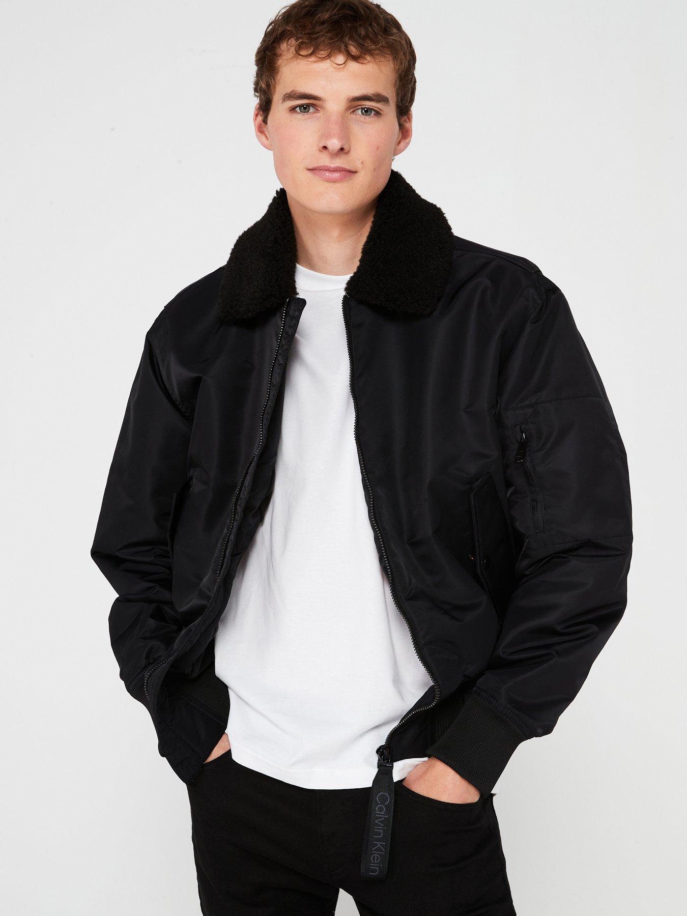 Calvin Klein Jeans Aviator Sherpa Bomber Jacket Black Very