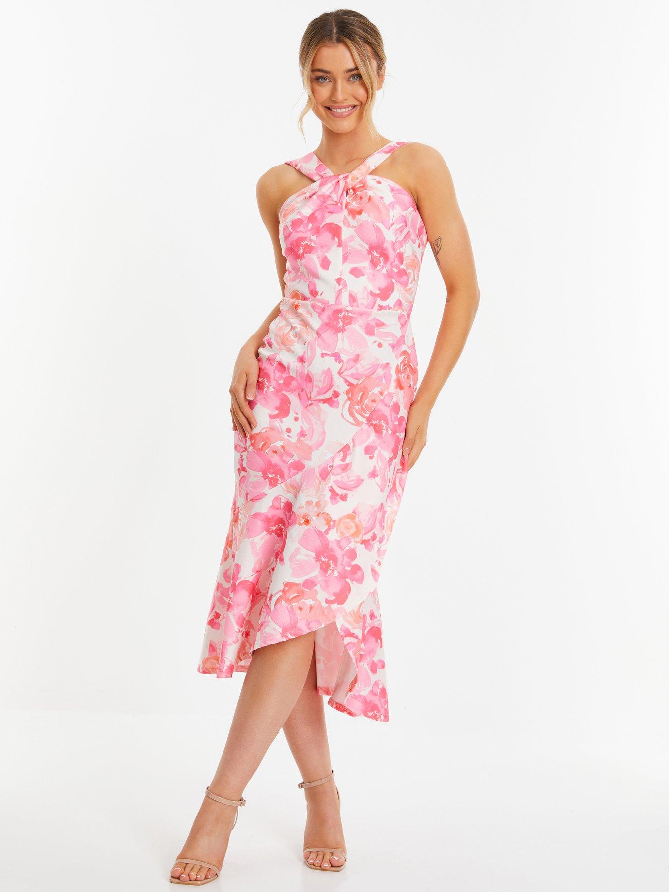 quiz-pink-floral-print-frill-halter-neck-midi-dress