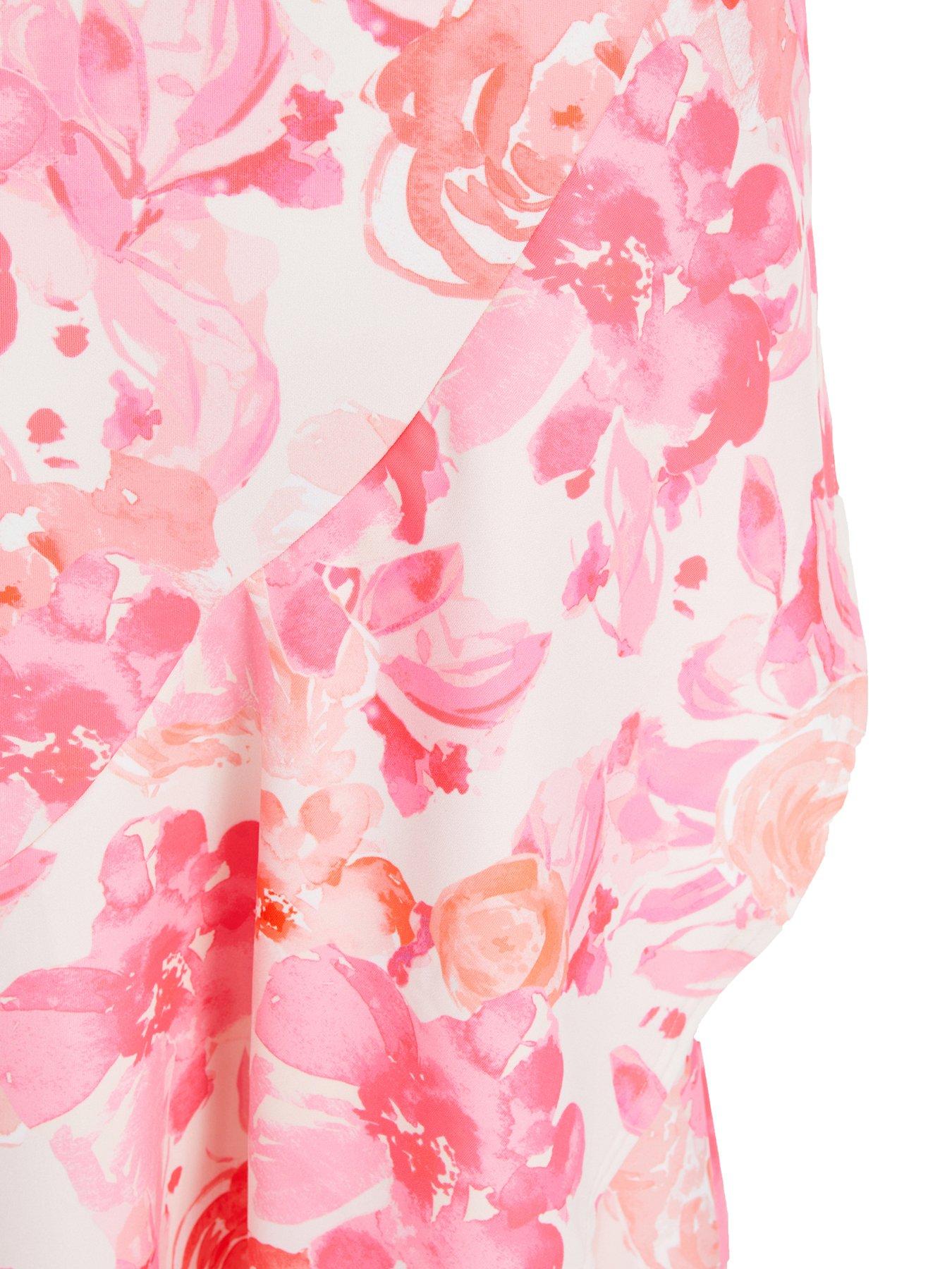 Size 3 coral pink with colourful floral and frills main image 1