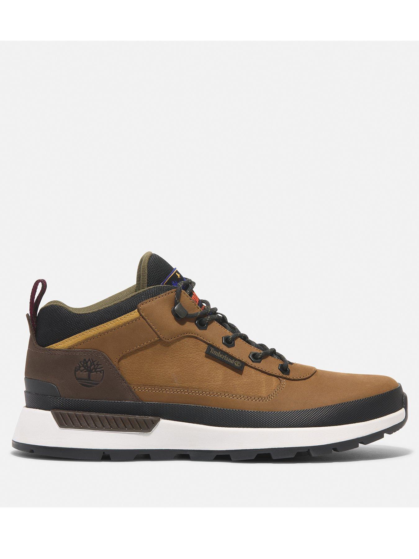 Brown leather timberland field boots clearance