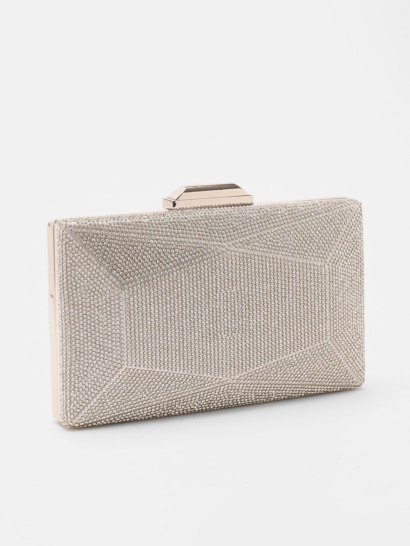 Quiz Silver Diamante Geometric Box Bag Very