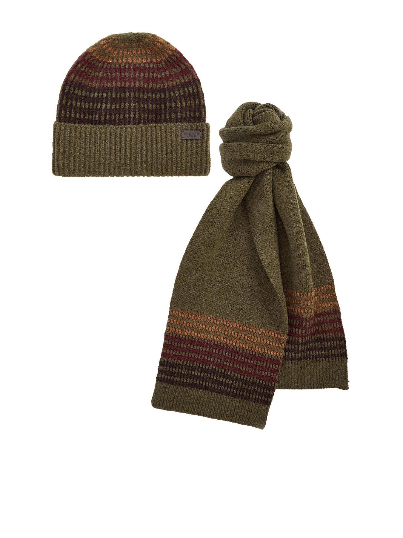 Barbour Branton Beanie  &  Scarf Gift Set - Green