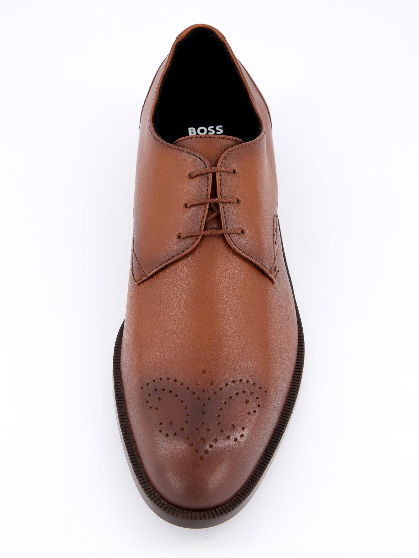 Image 3 of 7 of BOSS Tayil Brogue Cap Derby Lace Shoes - Brown