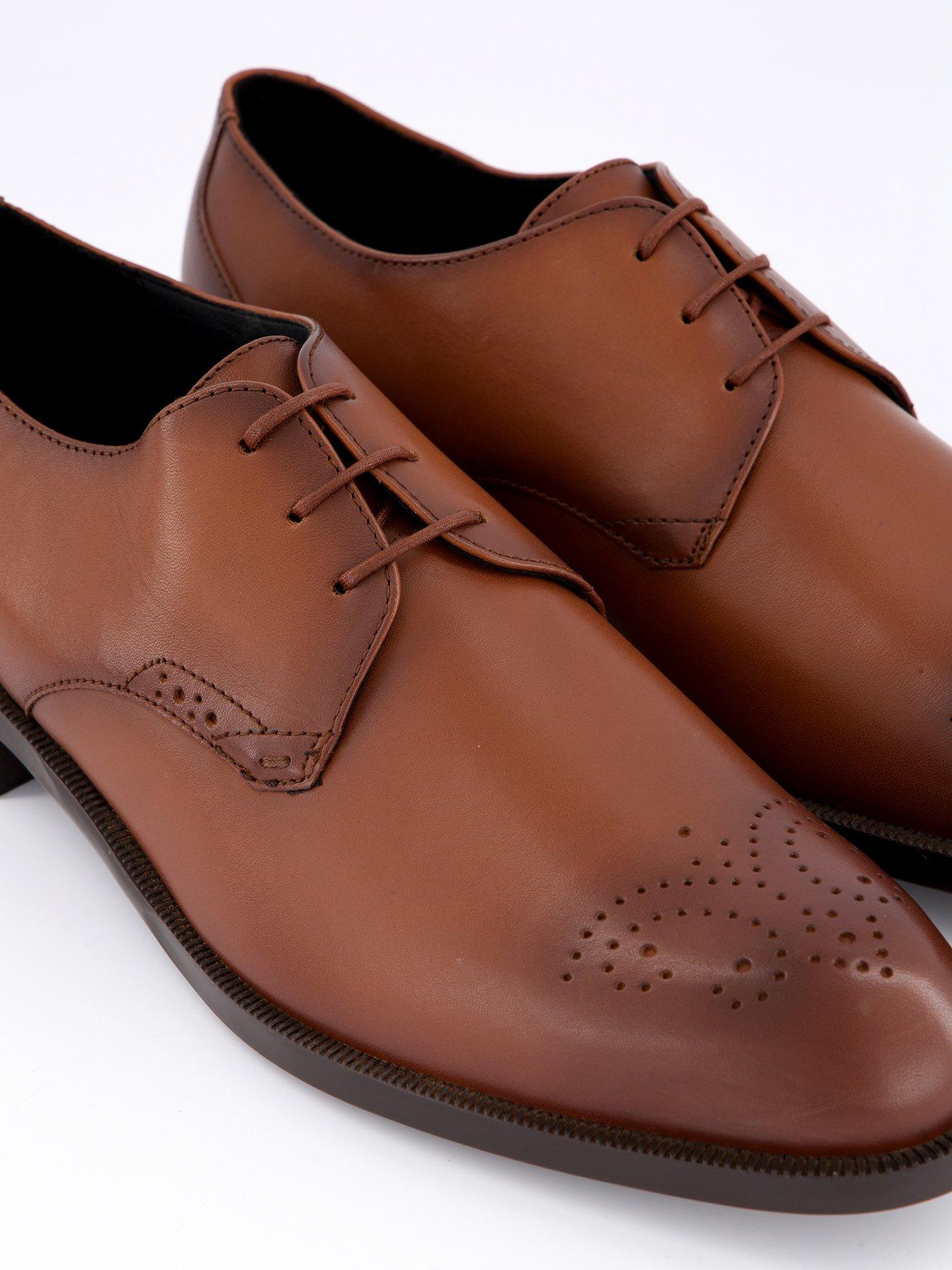 Image 5 of 7 of BOSS Tayil Brogue Cap Derby Lace Shoes - Brown