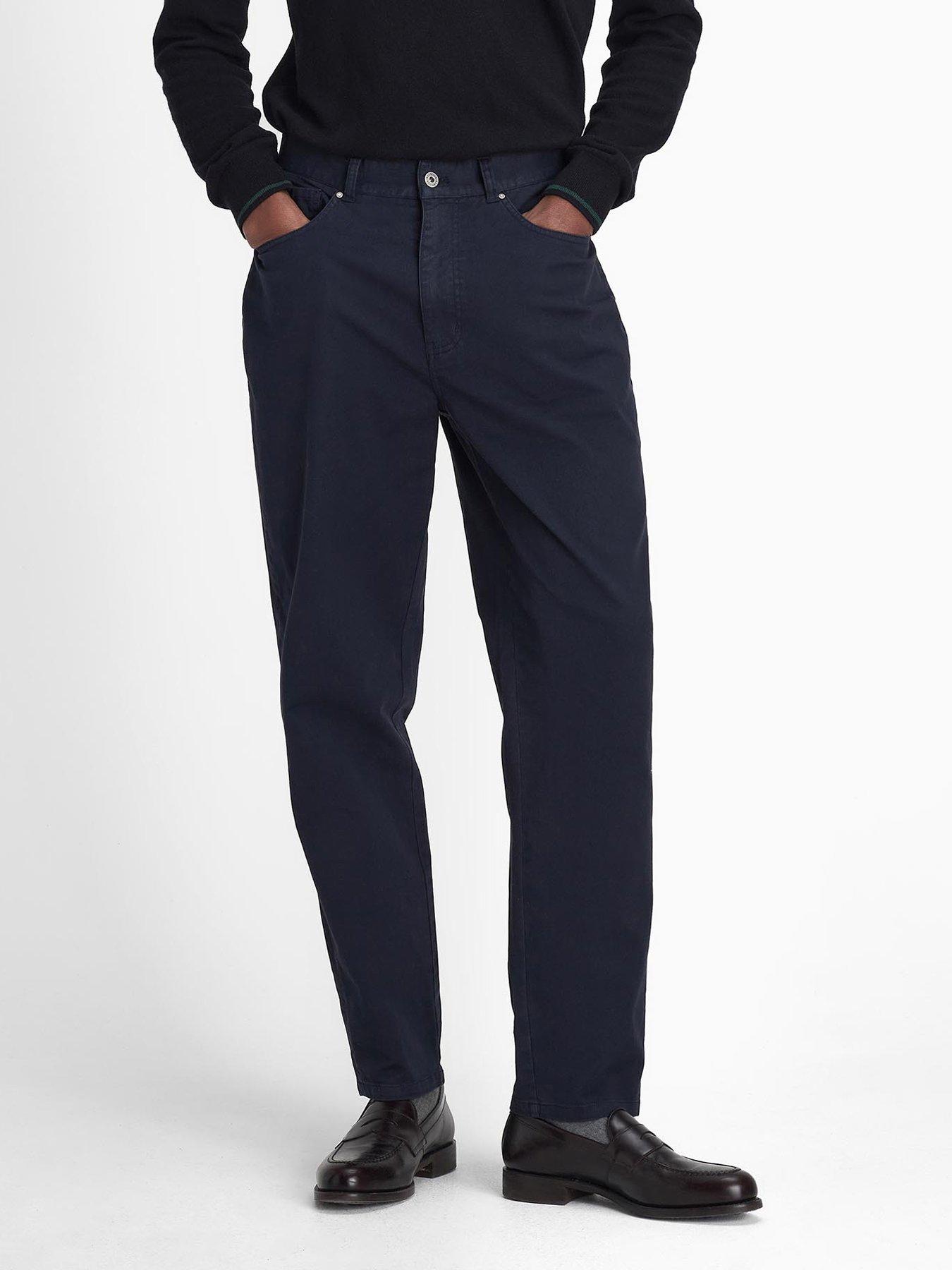 undefined Washed Stretch Twill Regular Fit Trousers - Navy