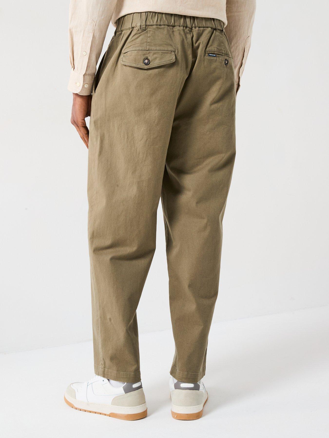 Barbour Washed Stretch Twill Relaxed Fit Trousers Khaki Very