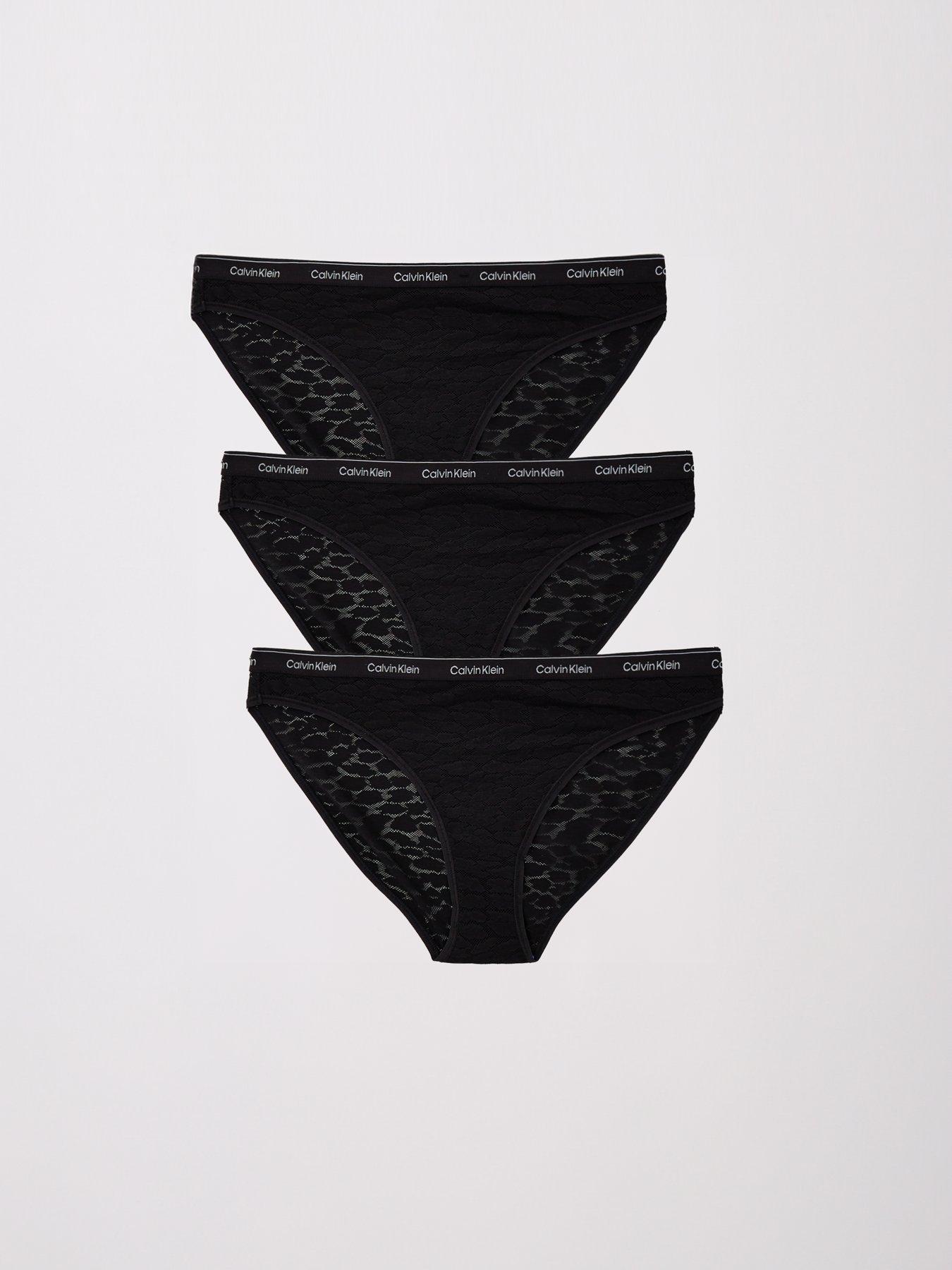 Image 1 of 5 of Calvin Klein Icon Lace 3 Pack Briefs - Black