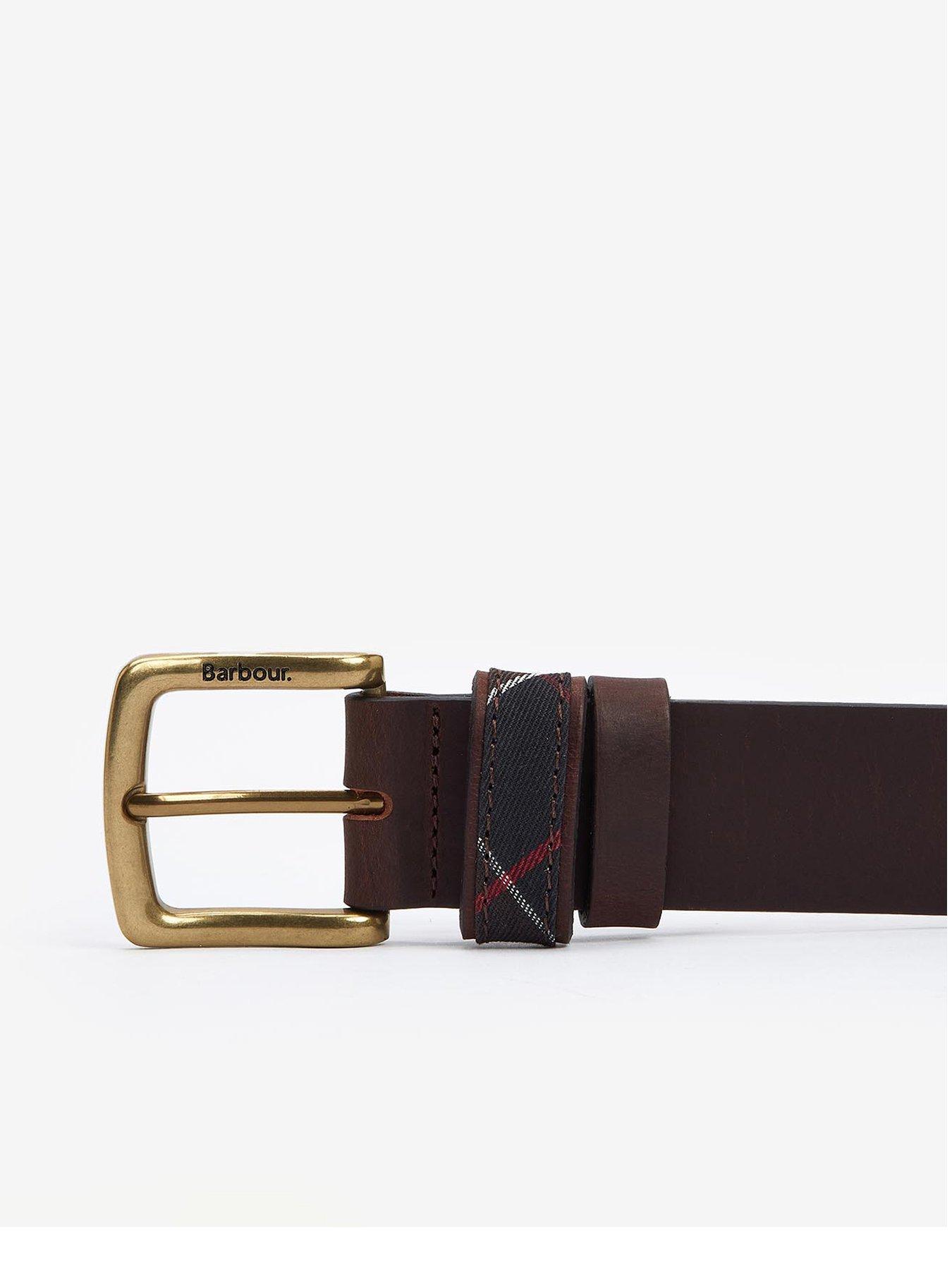 Barbour Esk Tartan Leather Belt - Brown