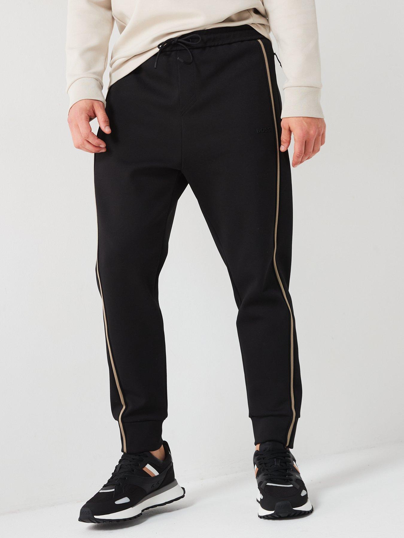 undefined Hadiko 1 Regular Fit Tape Trim Cuff Joggers - Black