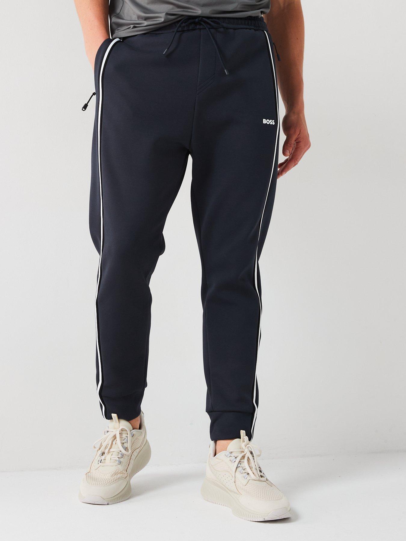 undefined Hadiko 1 Regular Fit Tape Trim Cuff Joggers - Dark Blue
