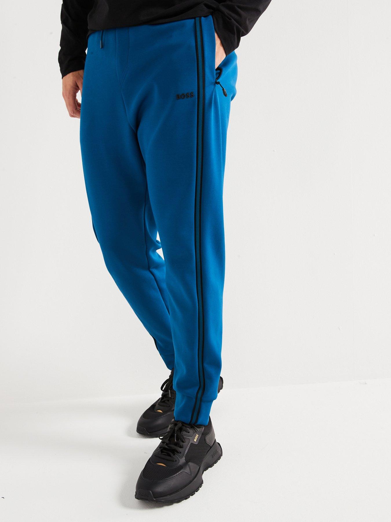 undefined Hadiko 1 Regular Fit Tape Trim Cuff Joggers - Blue