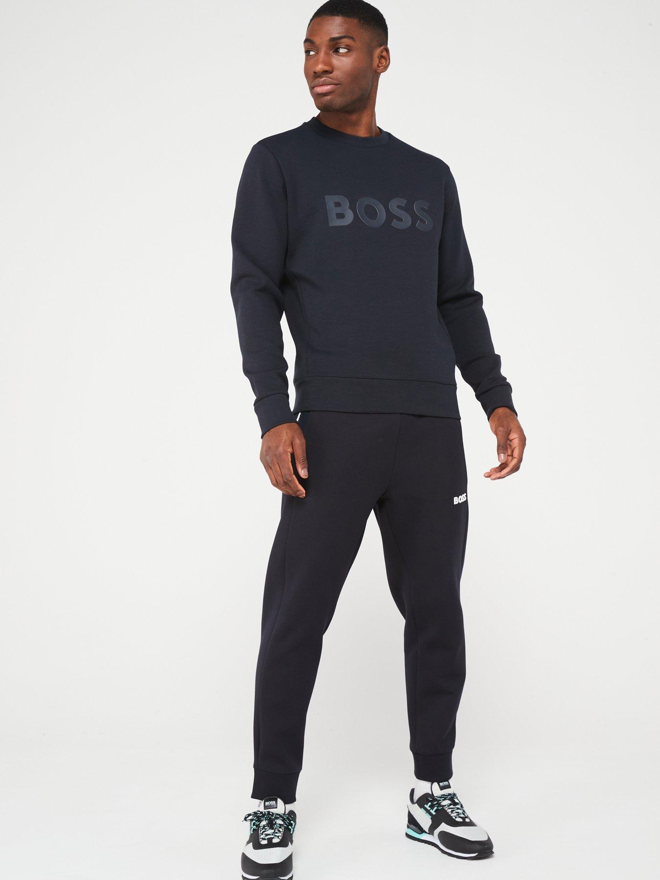 Image 3 of 4 of BOSS Salbo Chest Logo Crew Sweatshirt - Dark Blue
