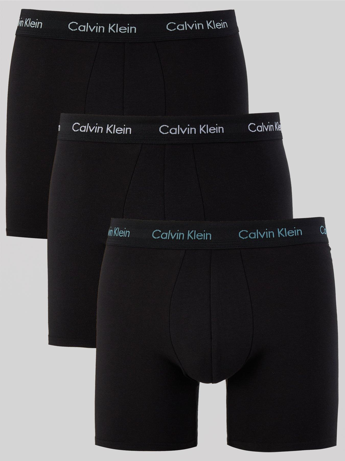 Calvin Klein 3 Pack Cotton Stretch Boxer Briefs - Black, Black, Size S, Men