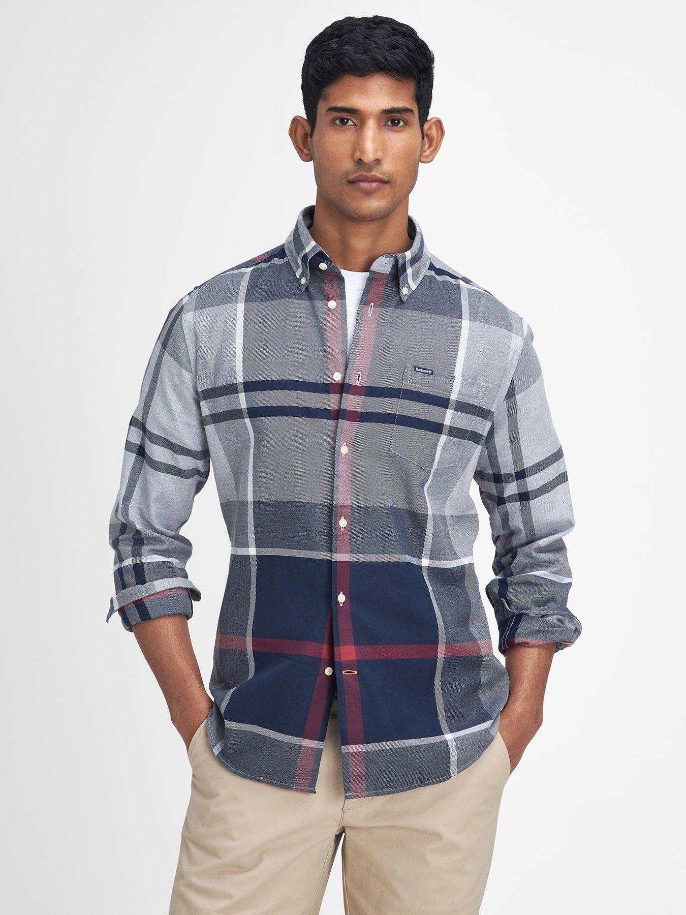 undefined Long Sleeve Dunoon Tailored Tartan Shirt - Blue