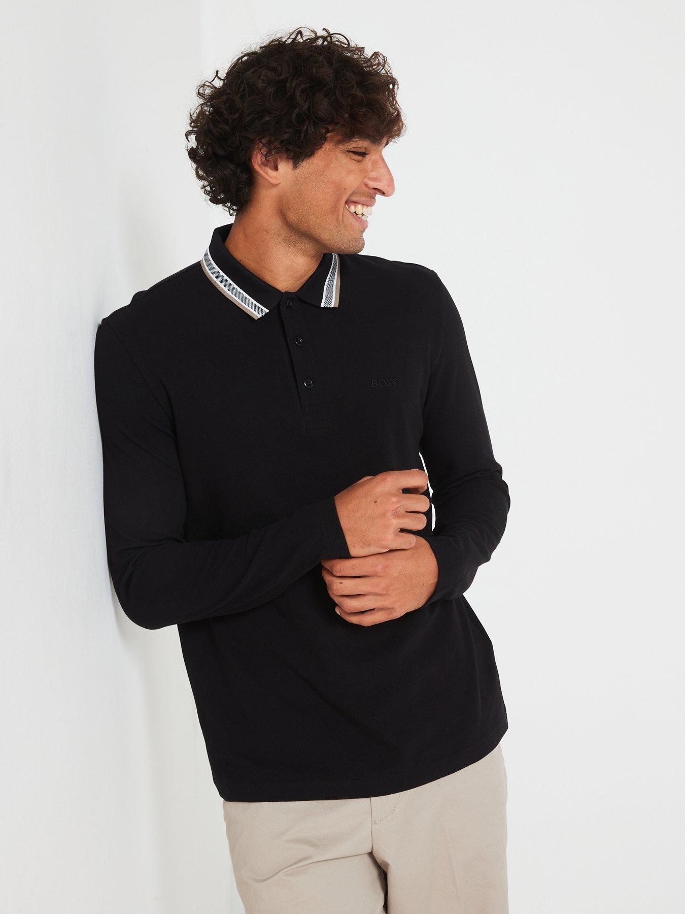 Boss plisy fashion long sleeve polo