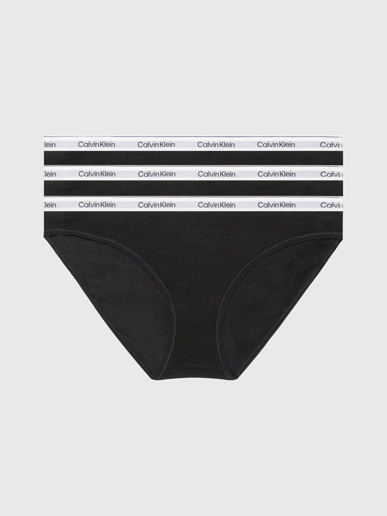 Image 1 of 4 of Calvin Klein 3 Pack Icon Logo Bikini Briefs - Black
