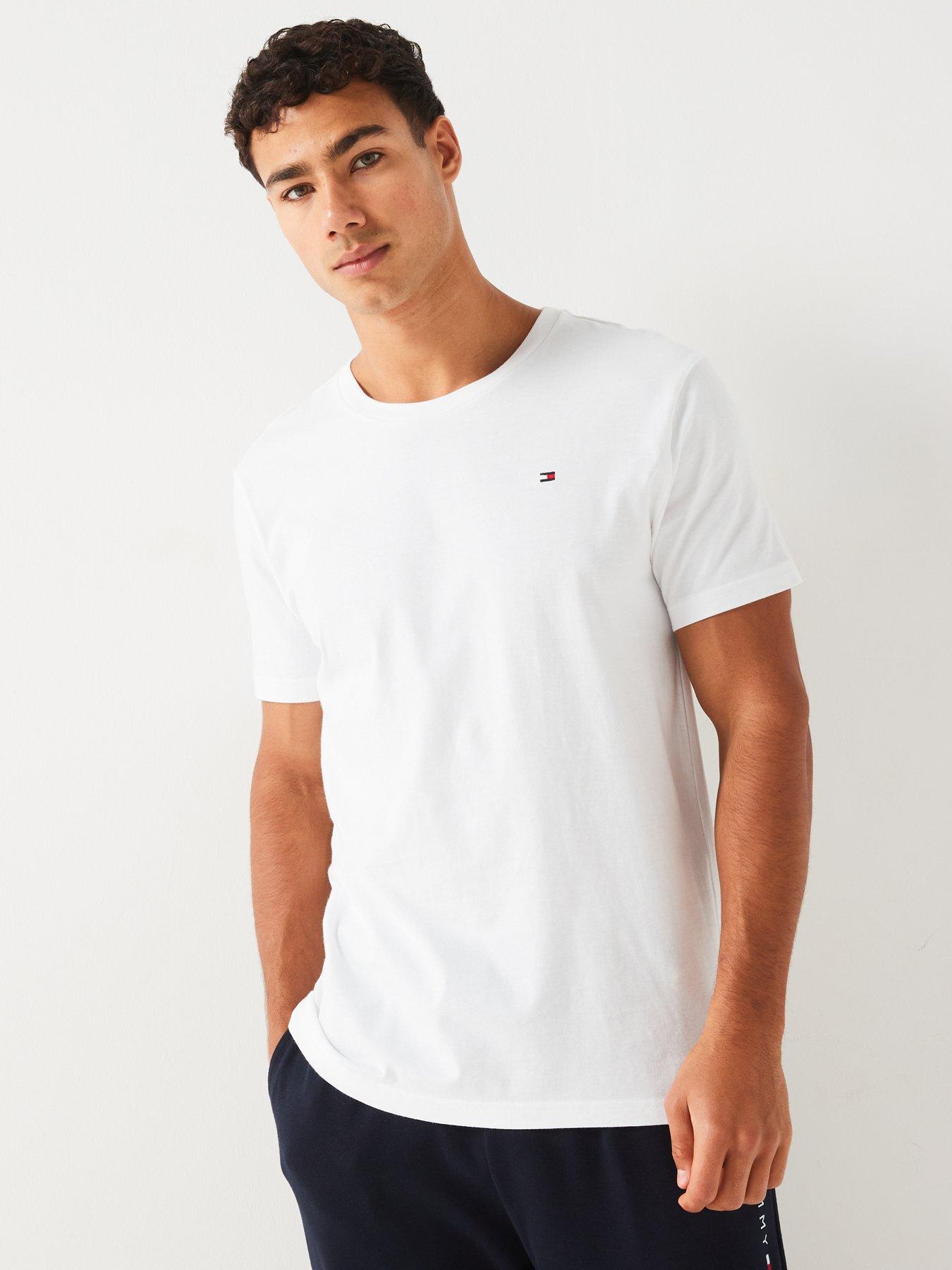 Image 2 of 6 of Tommy Hilfiger Left Chest Flag Logo 3 Pack Loungewear T-Shirt - White