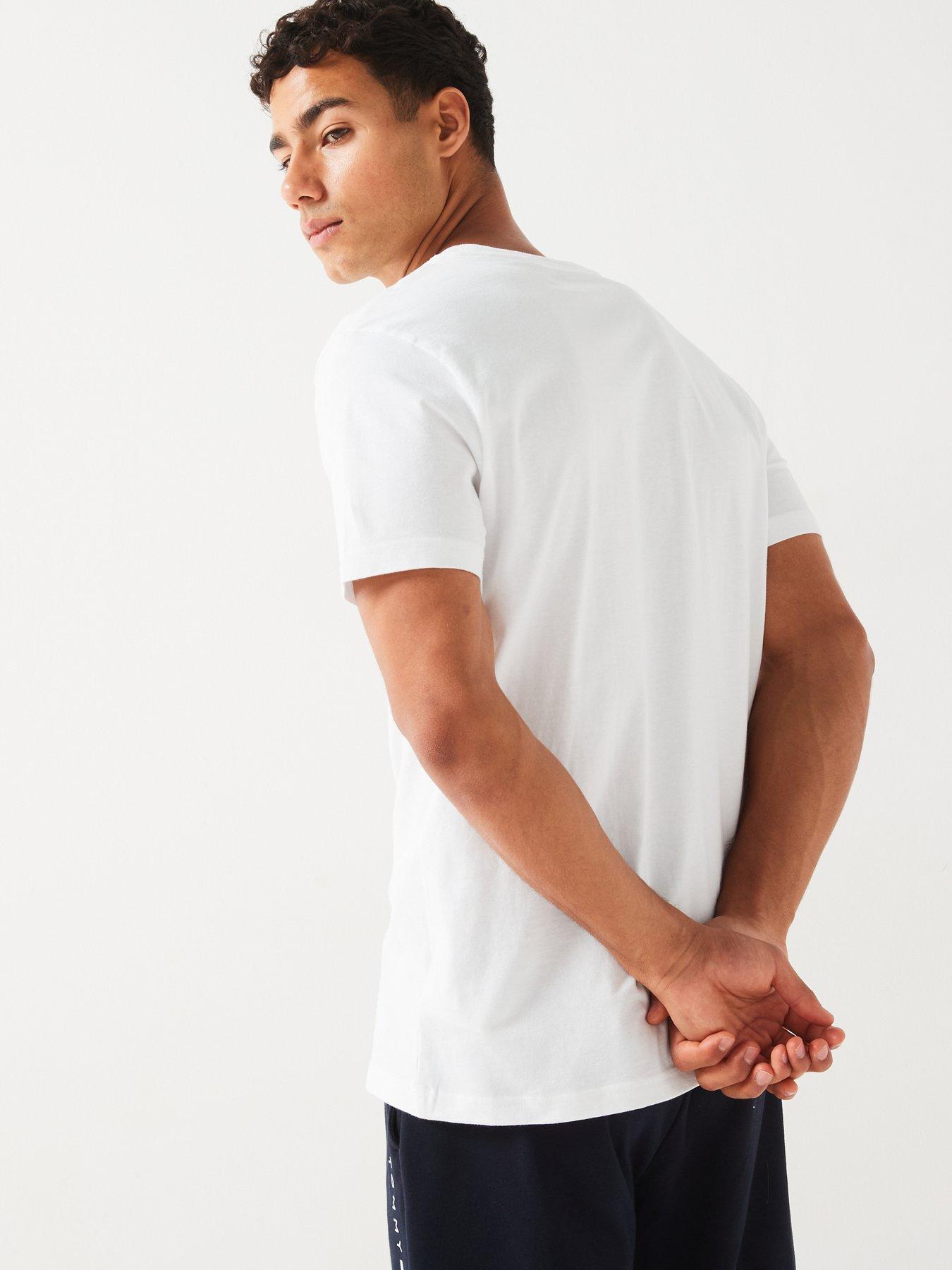 Image 3 of 6 of Tommy Hilfiger Left Chest Flag Logo 3 Pack Loungewear T-Shirt - White
