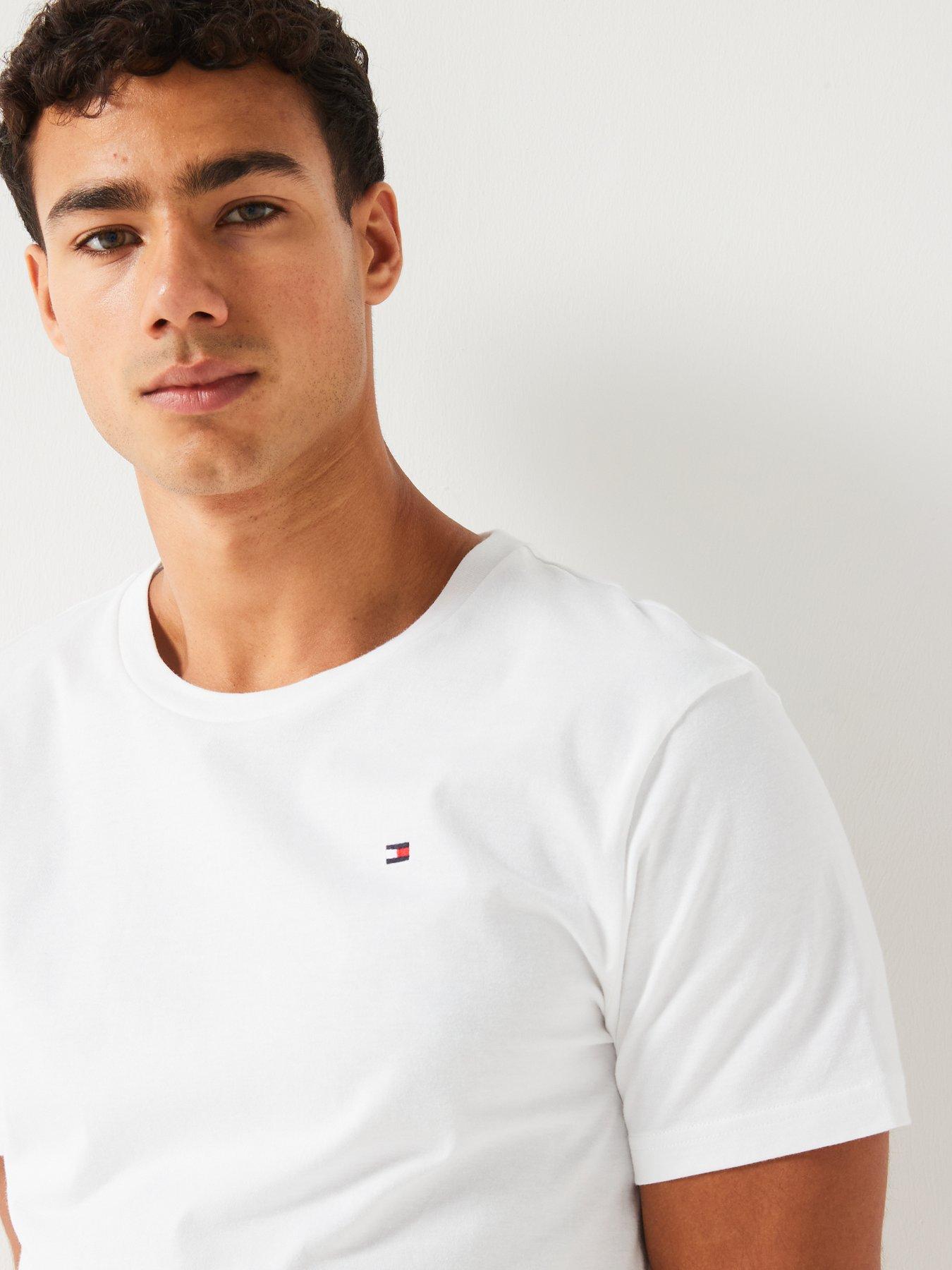Image 5 of 6 of Tommy Hilfiger Left Chest Flag Logo 3 Pack Loungewear T-Shirt - White