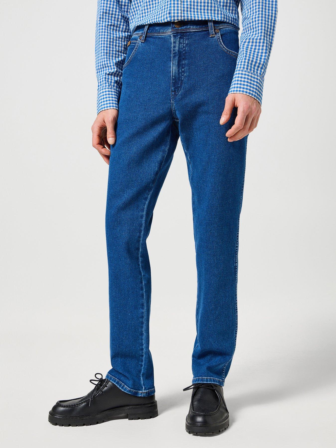 Wrangler Texas Slim Fit Jeans - Dark Blue, Dark Blue, Size 36, Length Regular, Men