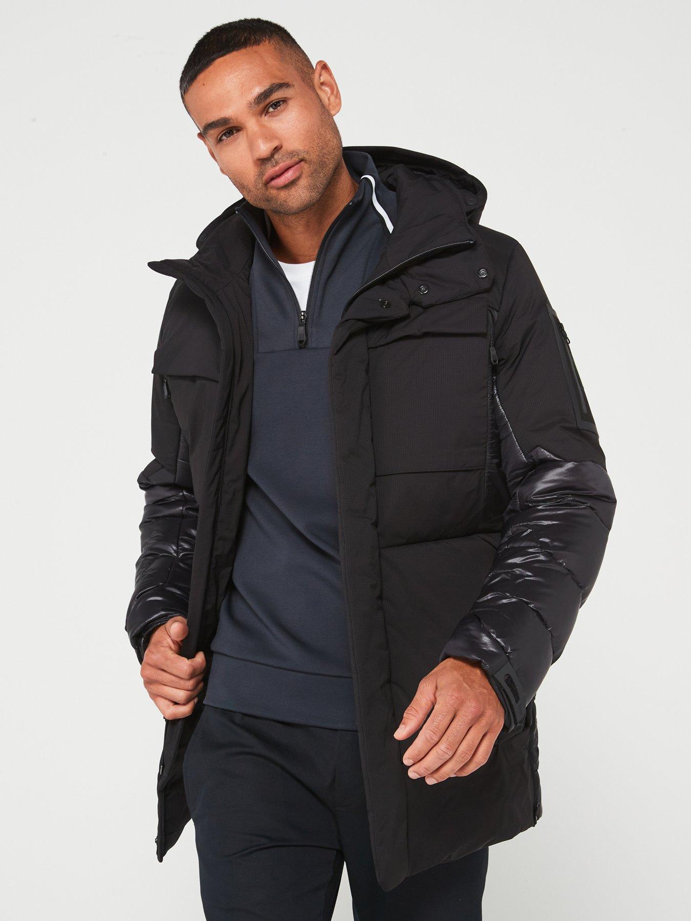 undefined J Eams Gloss Sleeved Quilted Tech Parka - Black