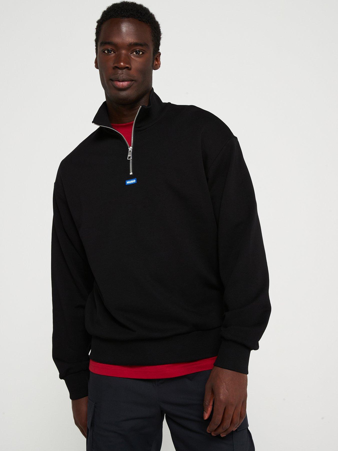 Image 1 of 5 of HUGO Blue Neeler Small Logo 1/4 Zip Sweat- Black