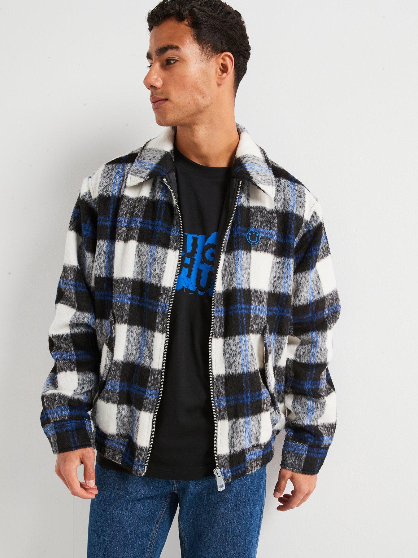 undefined Blue Bruce2441 Flannel Check Harrington Jacket- Black/White