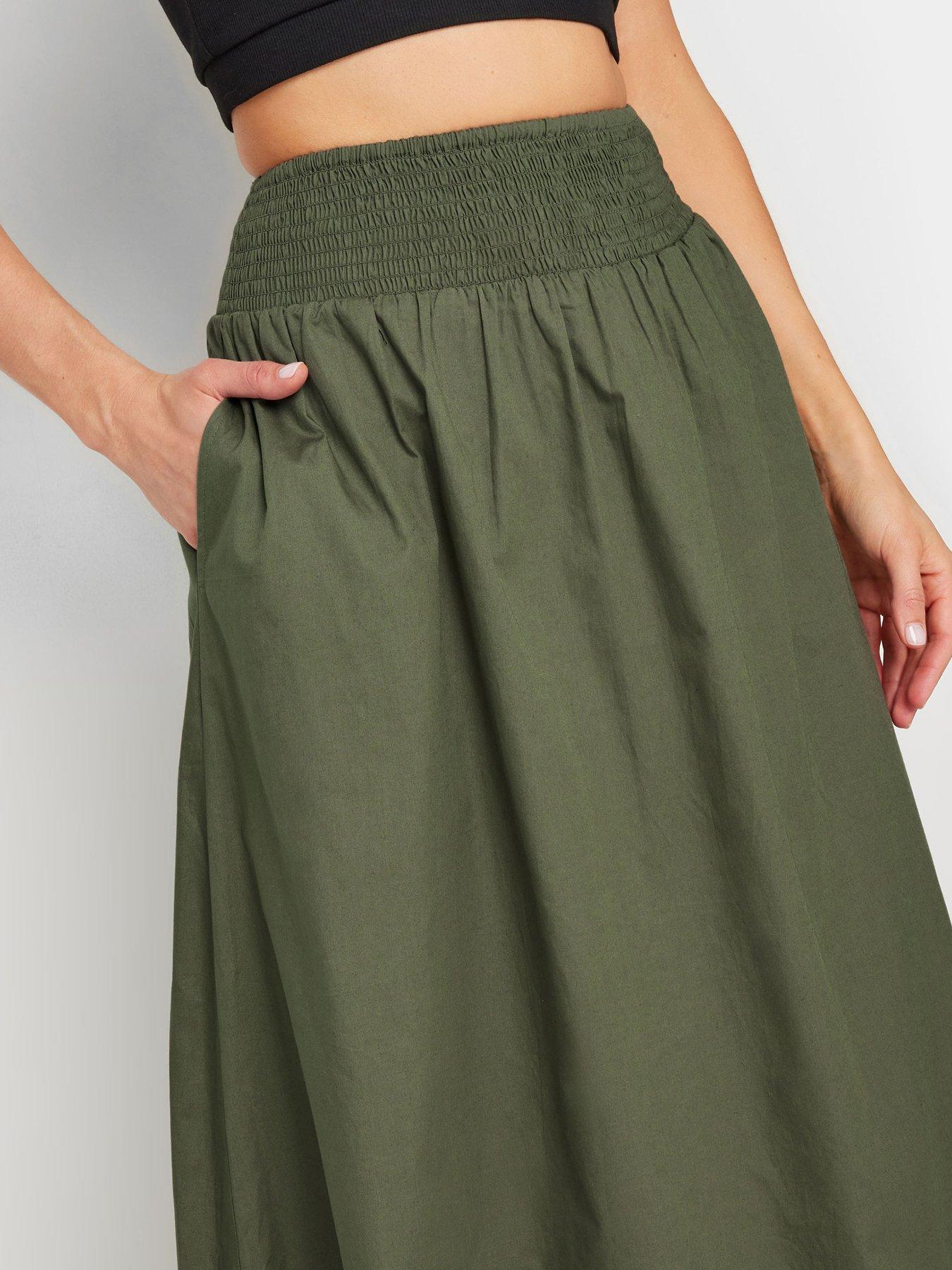 Long Tall Sally Shirred Waist Cotton Skirt 