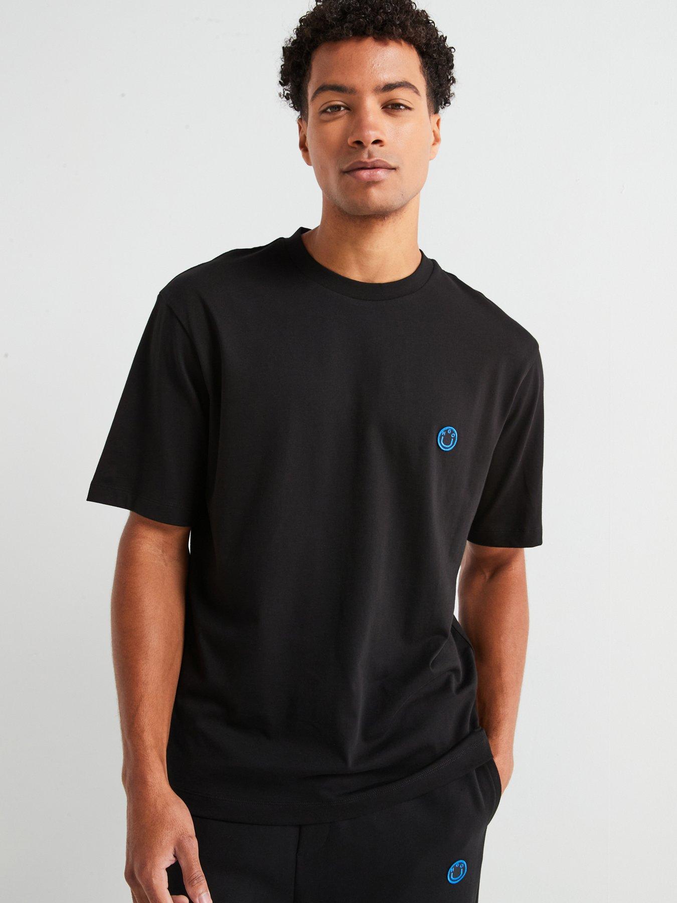 HUGO BLUE Niley Regular Fit Smiley Left Chest Logo T-Shirt - Black